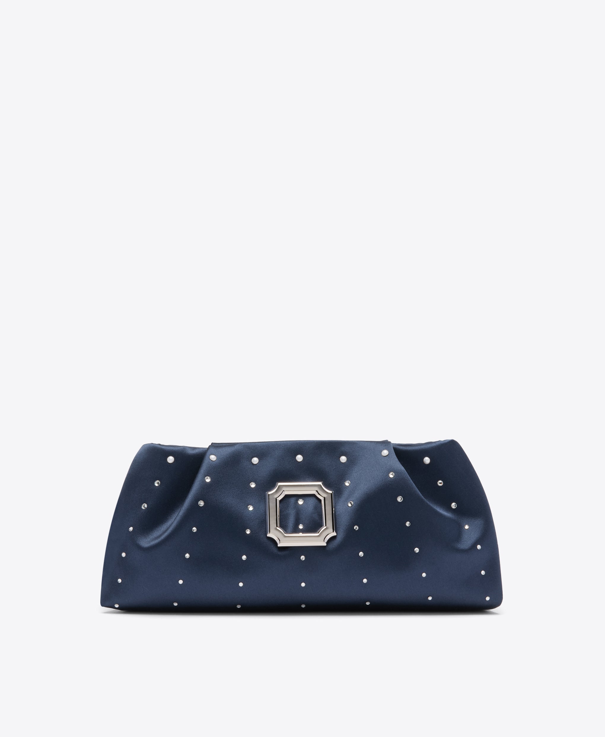 Vittoria Navy Satin Clutch Bag | Malone Souliers