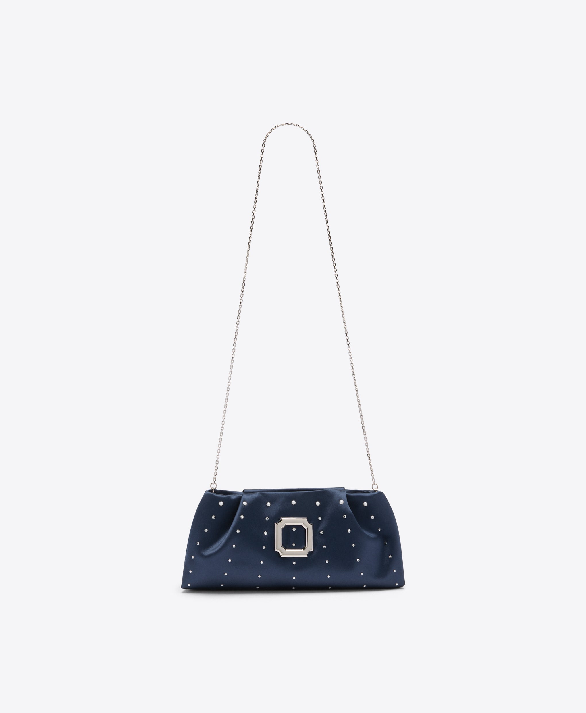 Vittoria Navy Satin Clutch Bag | Malone Souliers
