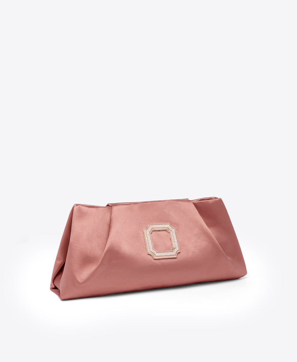Vittoria Mauve Satin Clutch Bag Malone Souliers