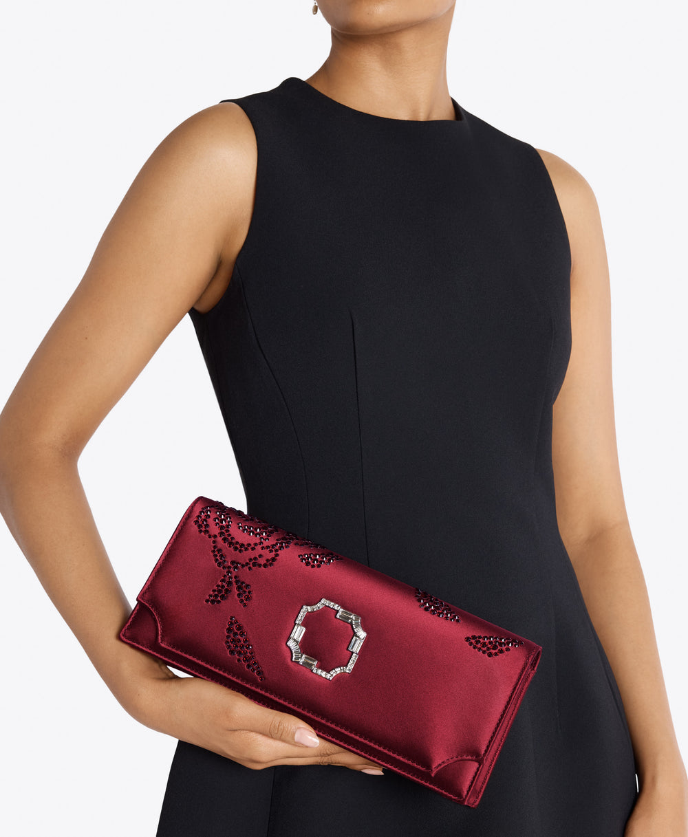 Vivien Red Satin Clutch Bag Malone Souliers