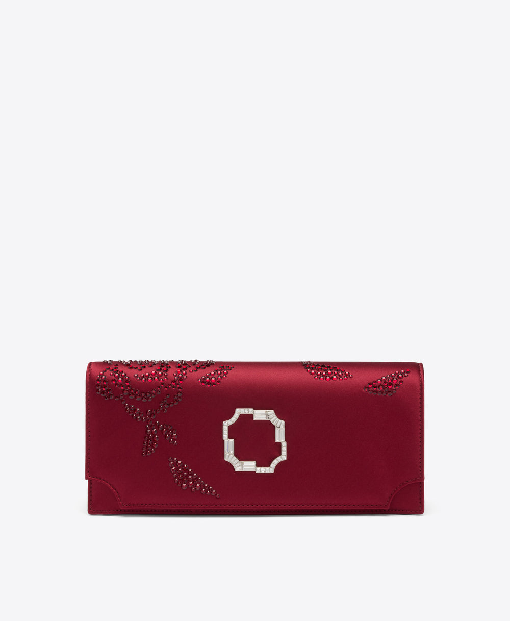 Vivien Red Satin Clutch Bag Malone Souliers