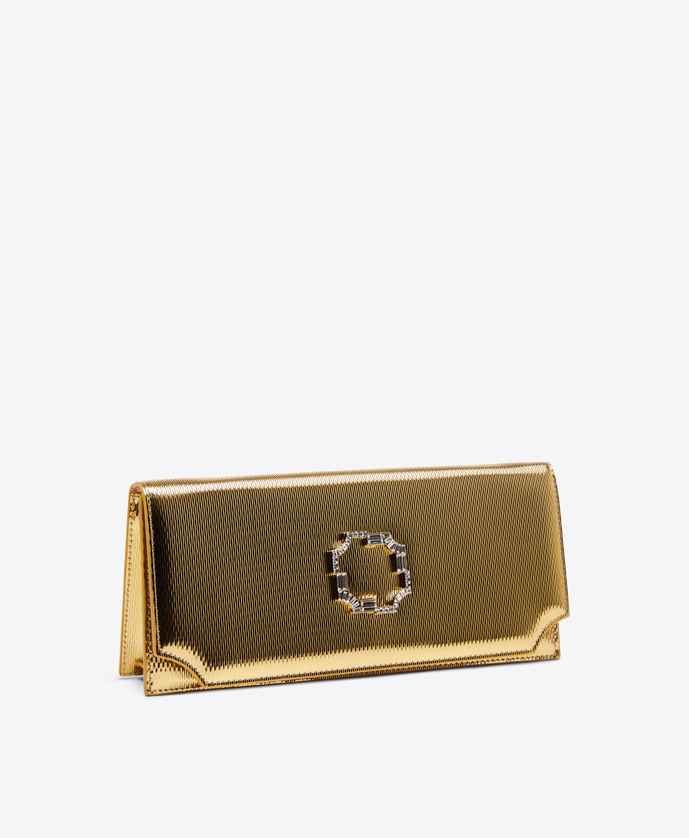 Women's Vivien Gold Embossed Leather Clutch Bag Malone Souliers