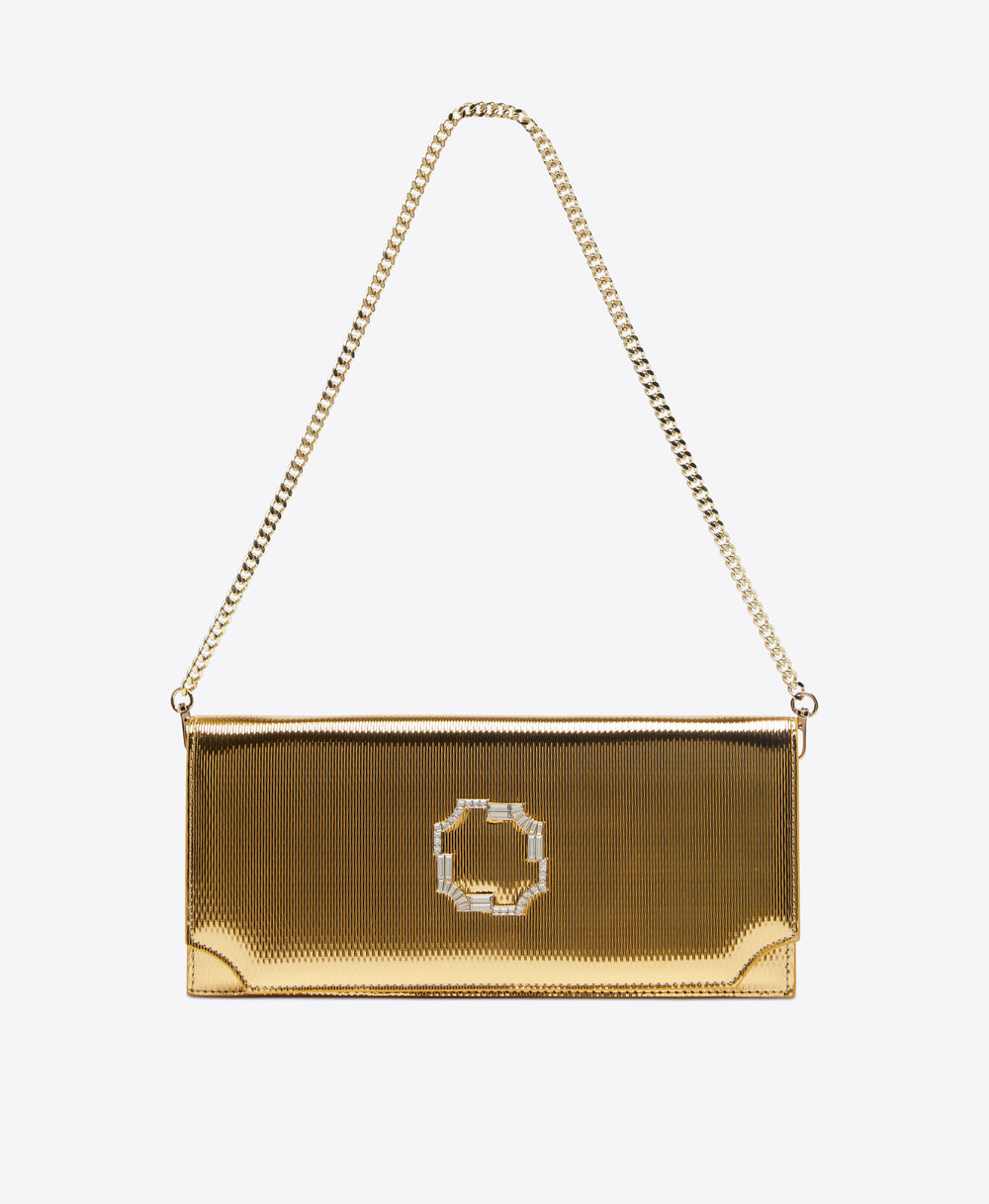 Women's Vivien Gold Embossed Leather Clutch Bag Malone Souliers