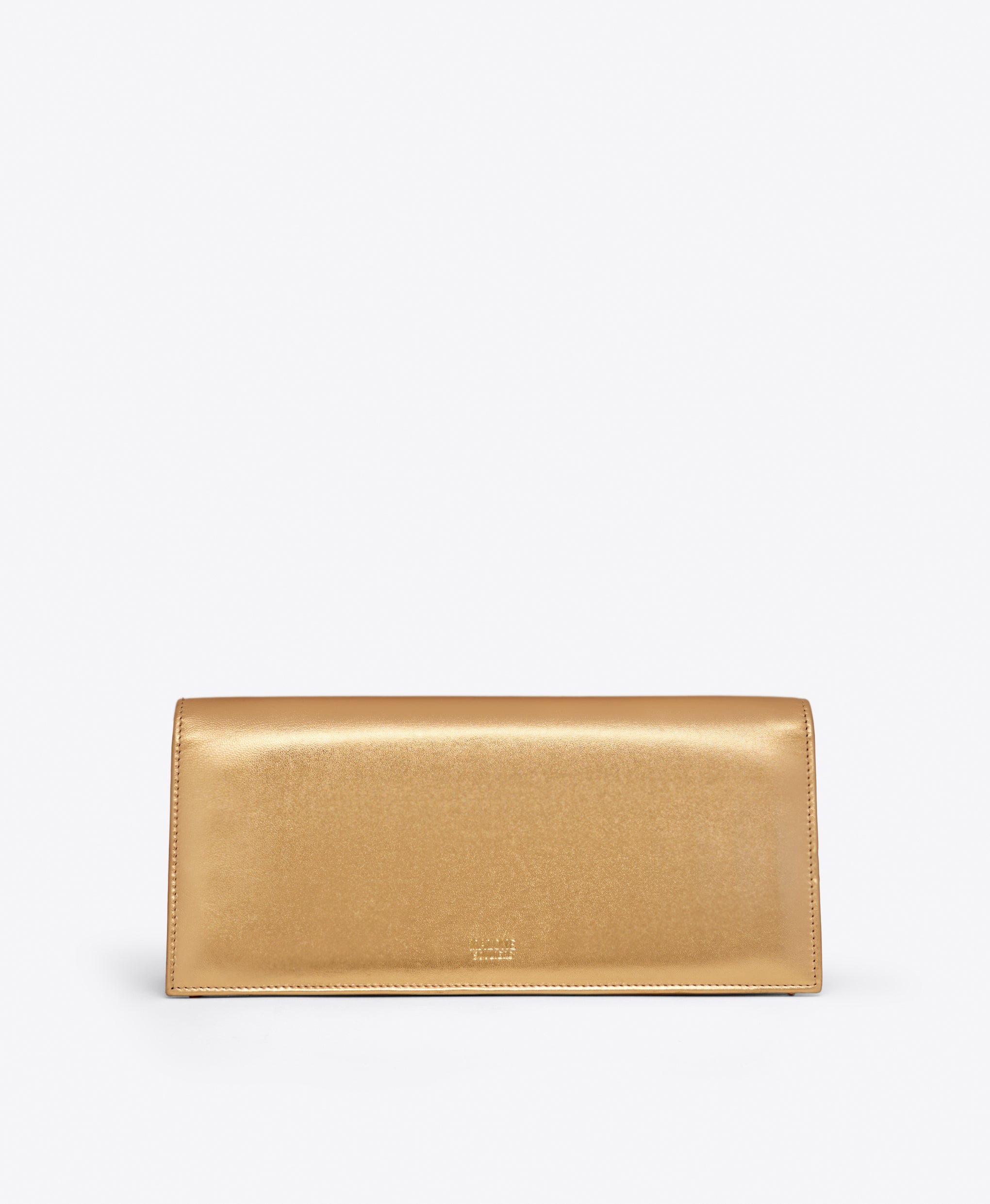 Vivien Gold Metallic Leather Clutch Bag Malone Souliers