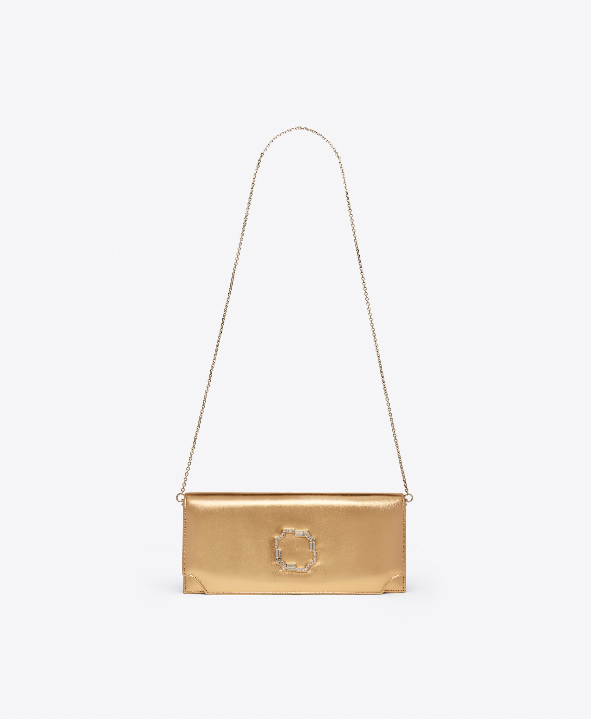 Vivien Gold Metallic Leather Clutch Bag Malone Souliers