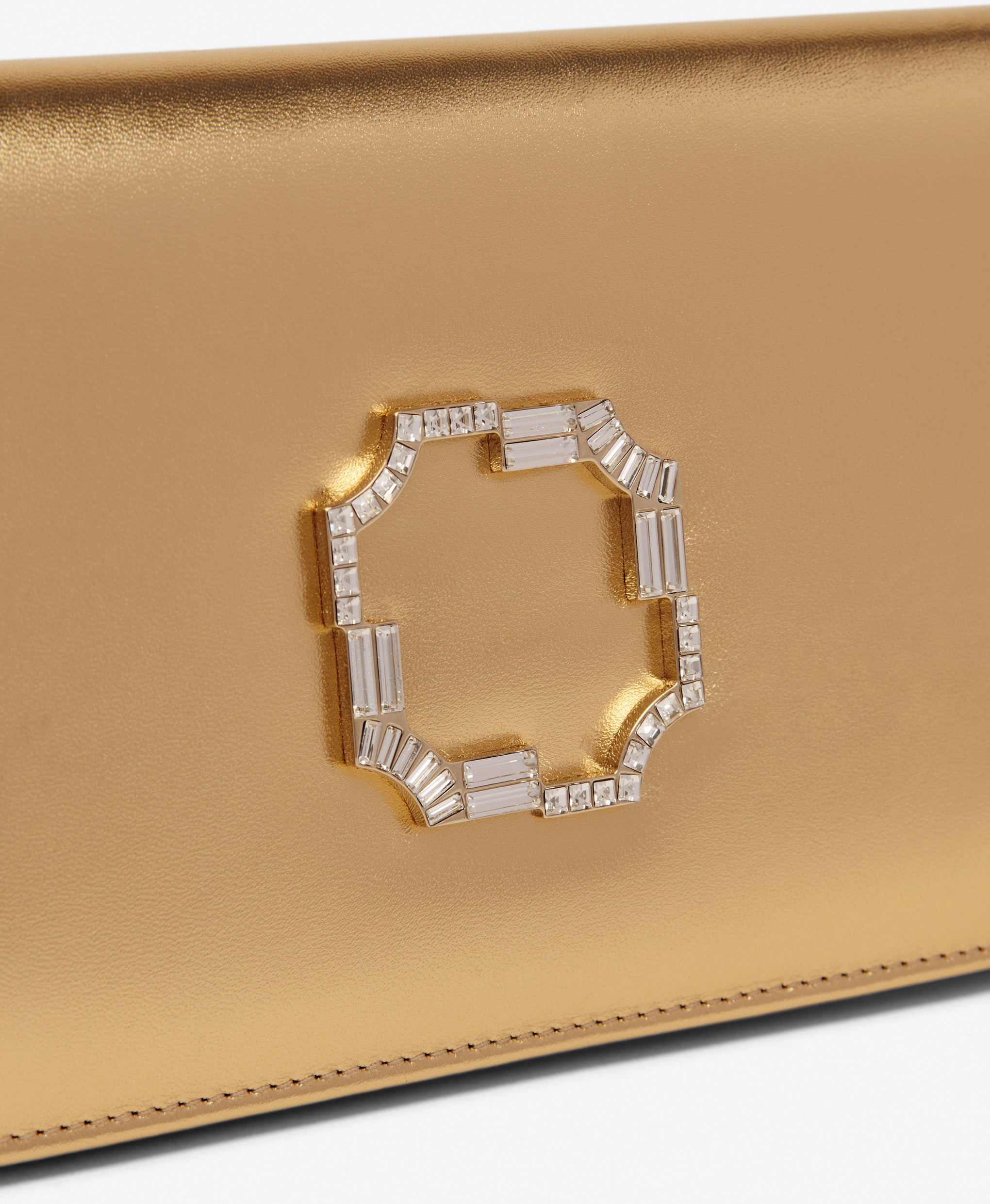 Vivien Gold Metallic Leather Clutch Bag Malone Souliers