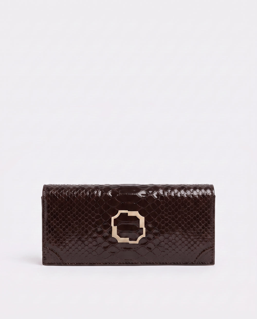 Vivien Dark Brown Embossed Leather Clutch Bag