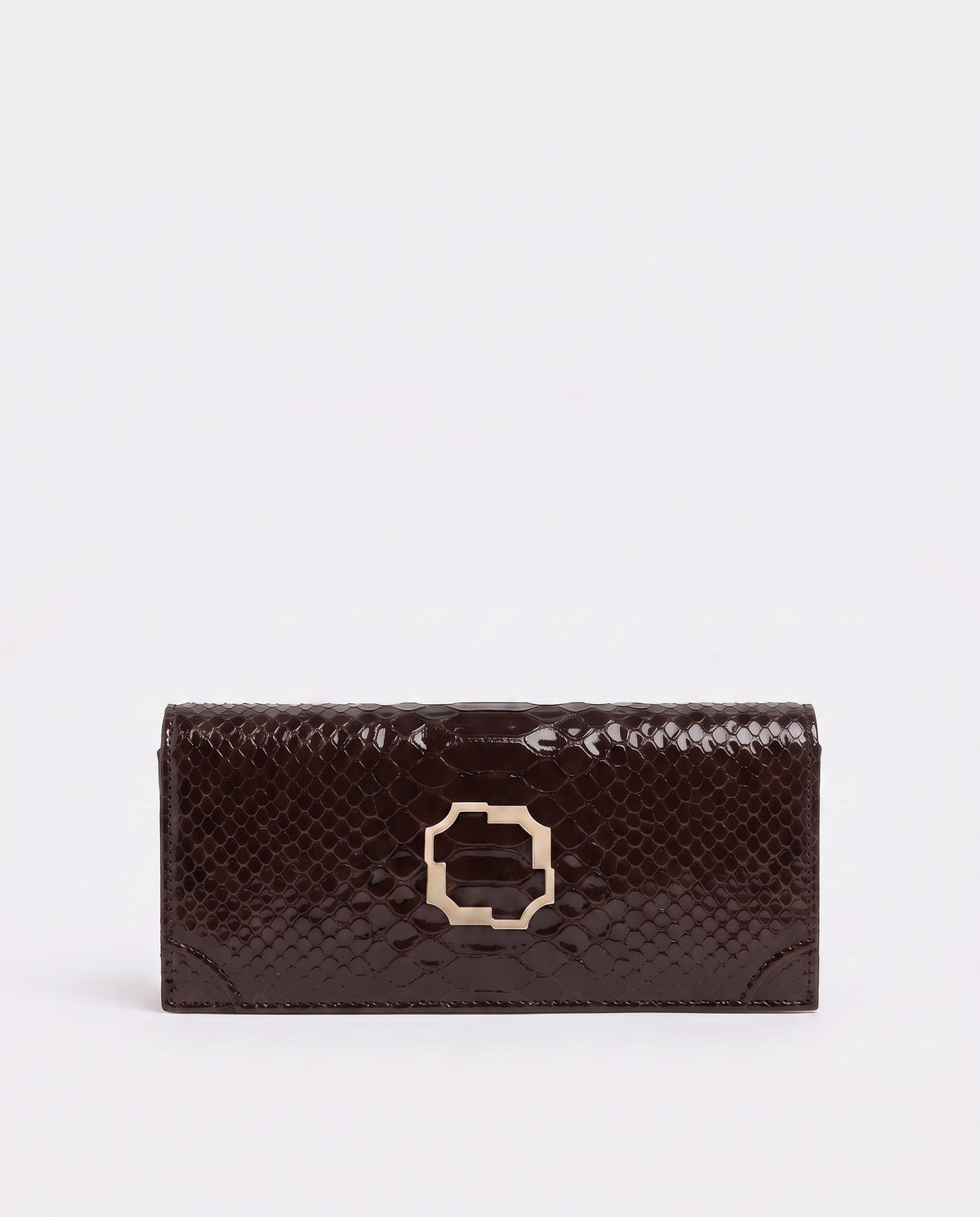 Malone Souliers Vivien Dark Brown Embossed Leather Clutch Bag
