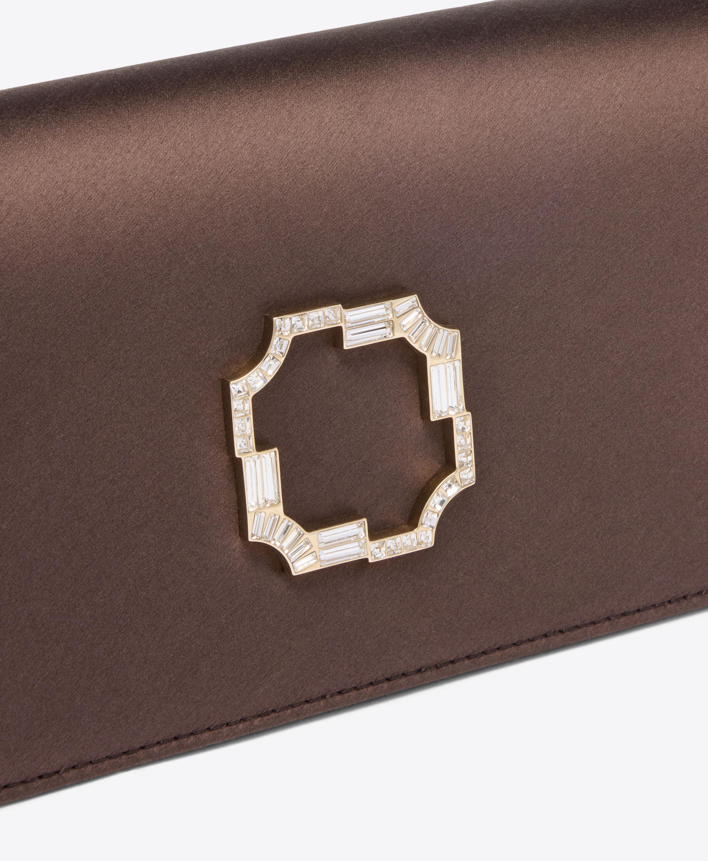 Vivien Dark Brown Satin Clutch Bag | Malone Souliers