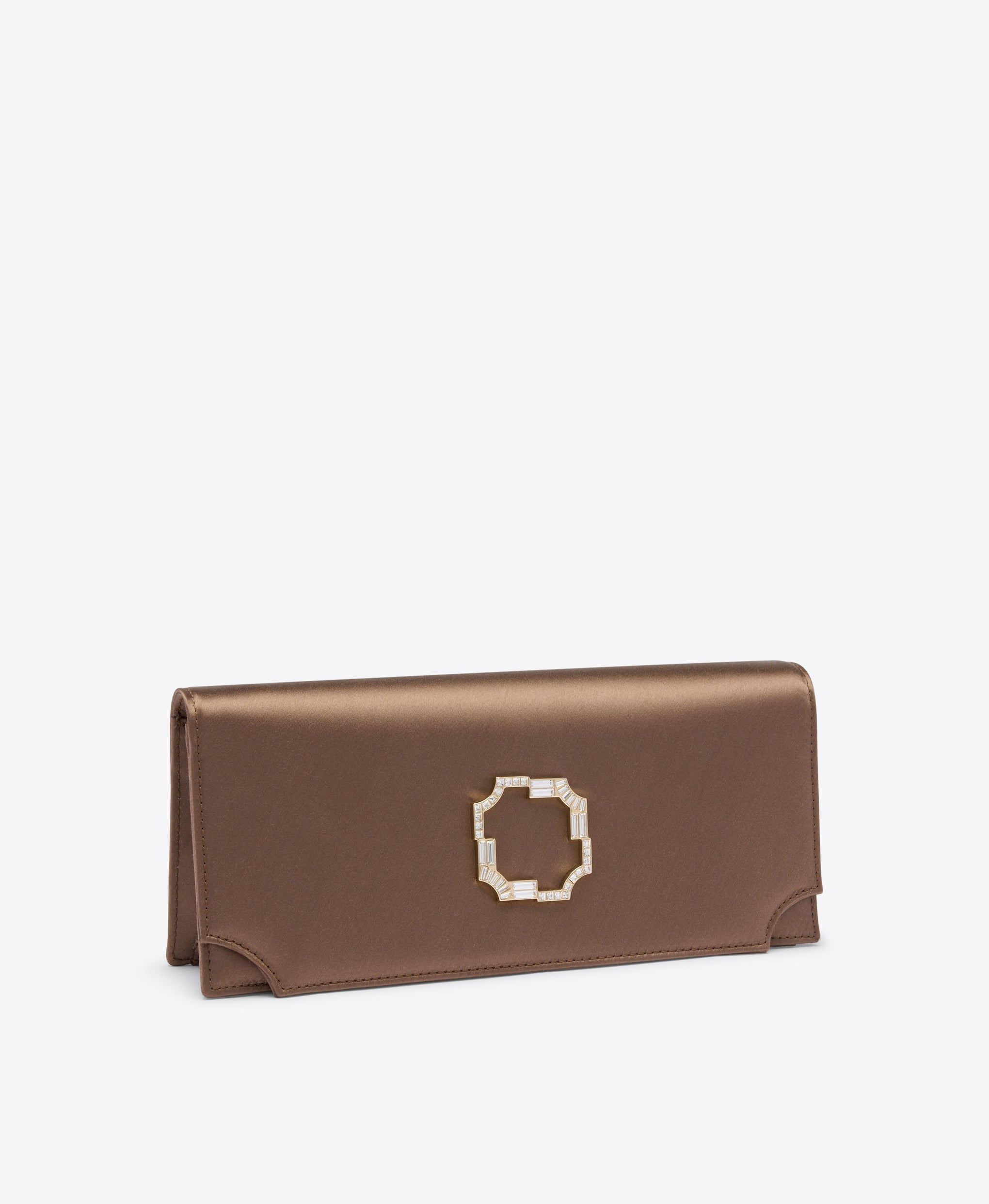 Vivien Taupe Satin Clutch Bag Malone Souliers