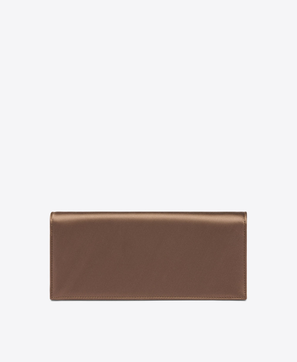 Vivien Taupe Satin Clutch Bag Malone Souliers