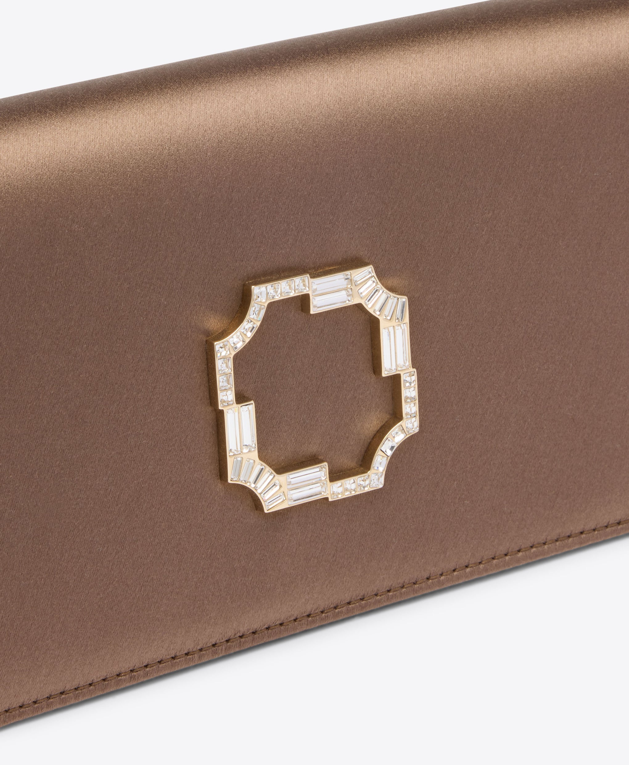 Vivien Taupe Satin Clutch Bag Malone Souliers