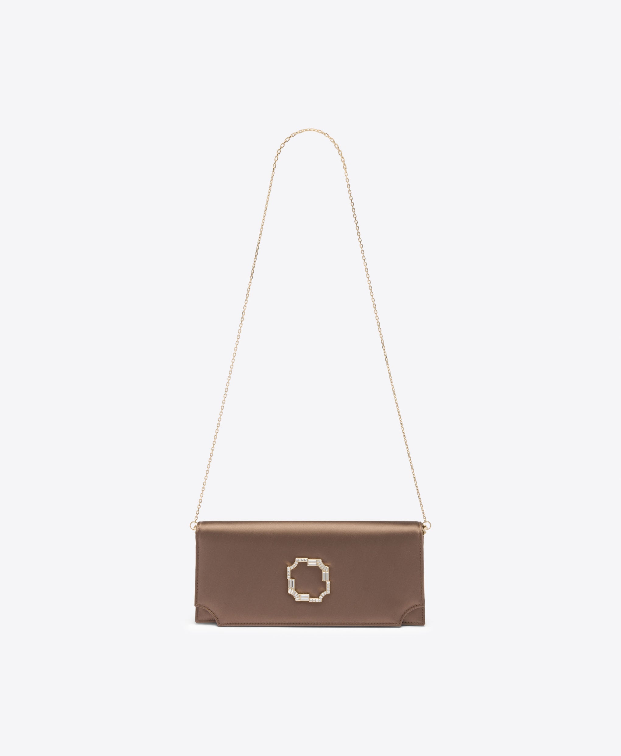 Vivien Taupe Satin Clutch Bag Malone Souliers