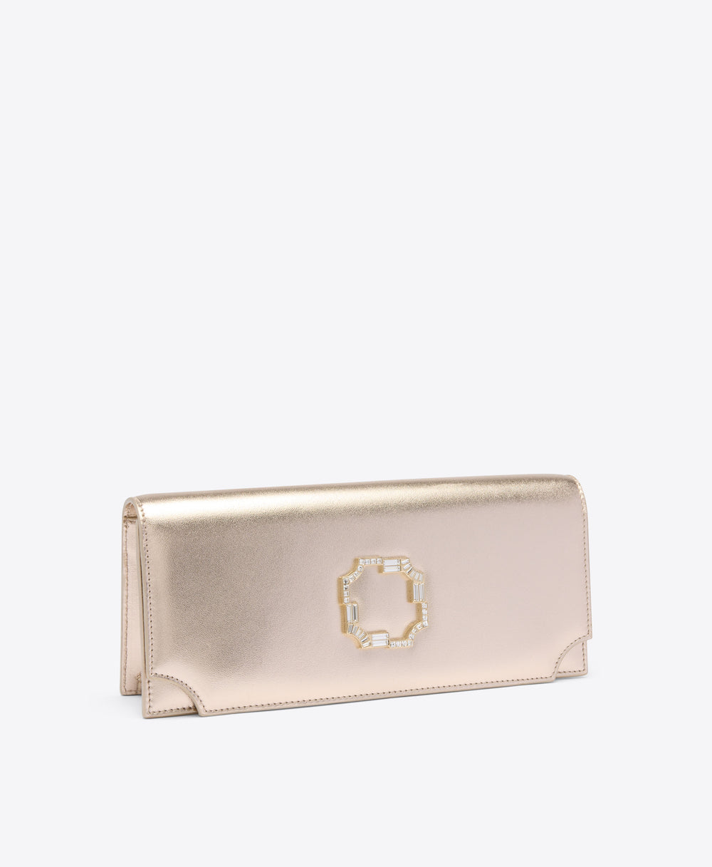 Vivien Metallic Leather Clutch Bag Malone Souliers