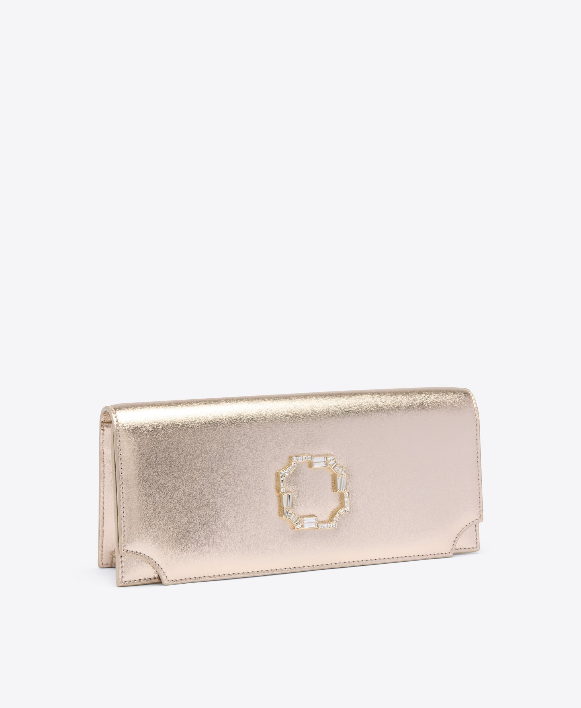 Vivien Metallic Leather Clutch Bag Malone Souliers