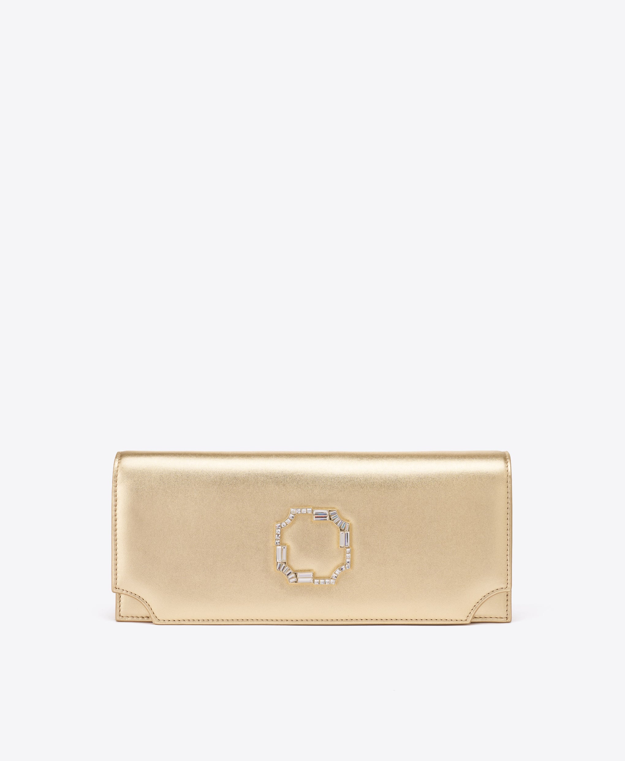 Vivien Gold Metallic Leather Clutch Bag Malone Souliers