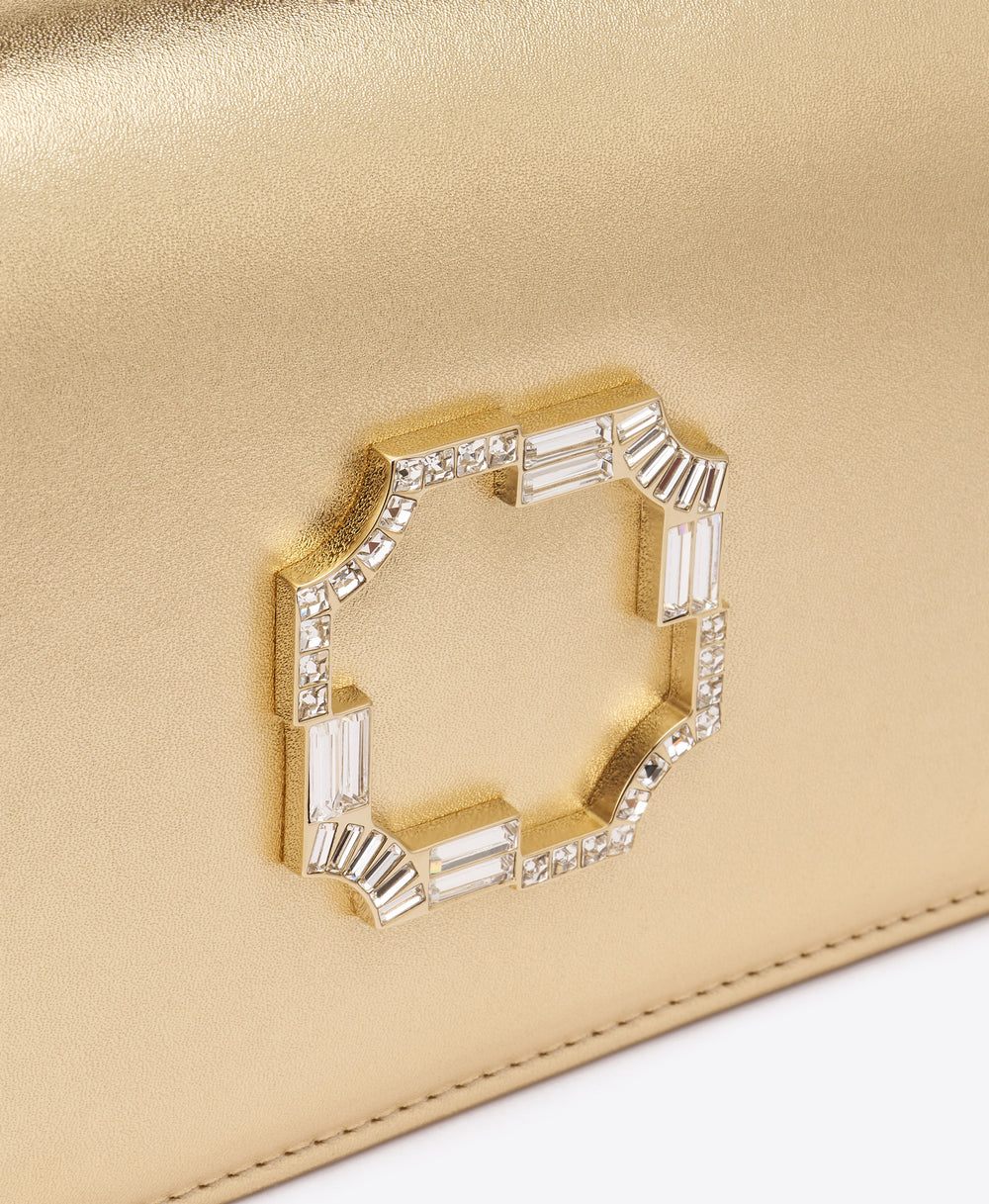 Vivien Gold Metallic Leather Clutch Bag Malone Souliers