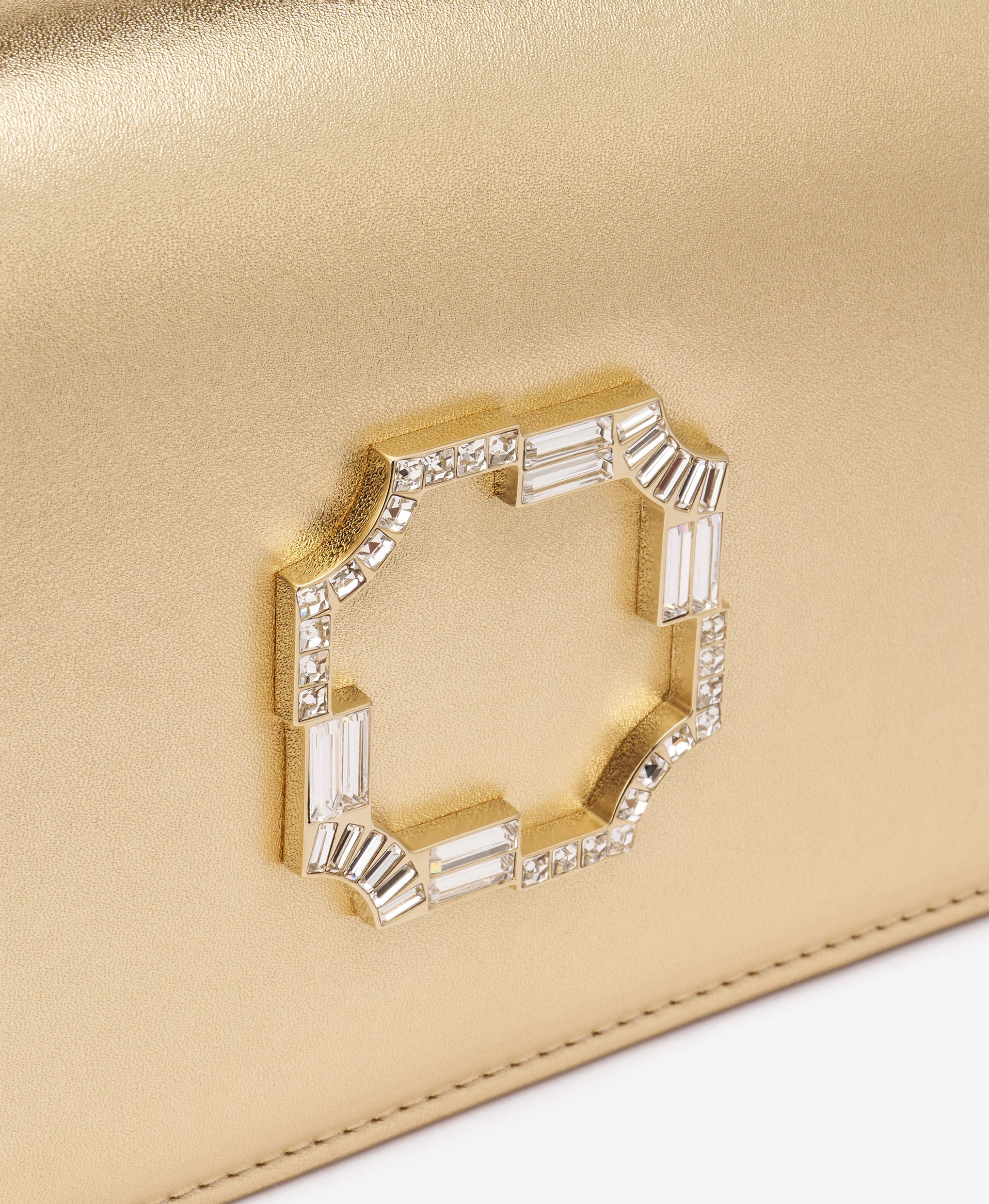 Vivien Gold Metallic Leather Clutch Bag Malone Souliers
