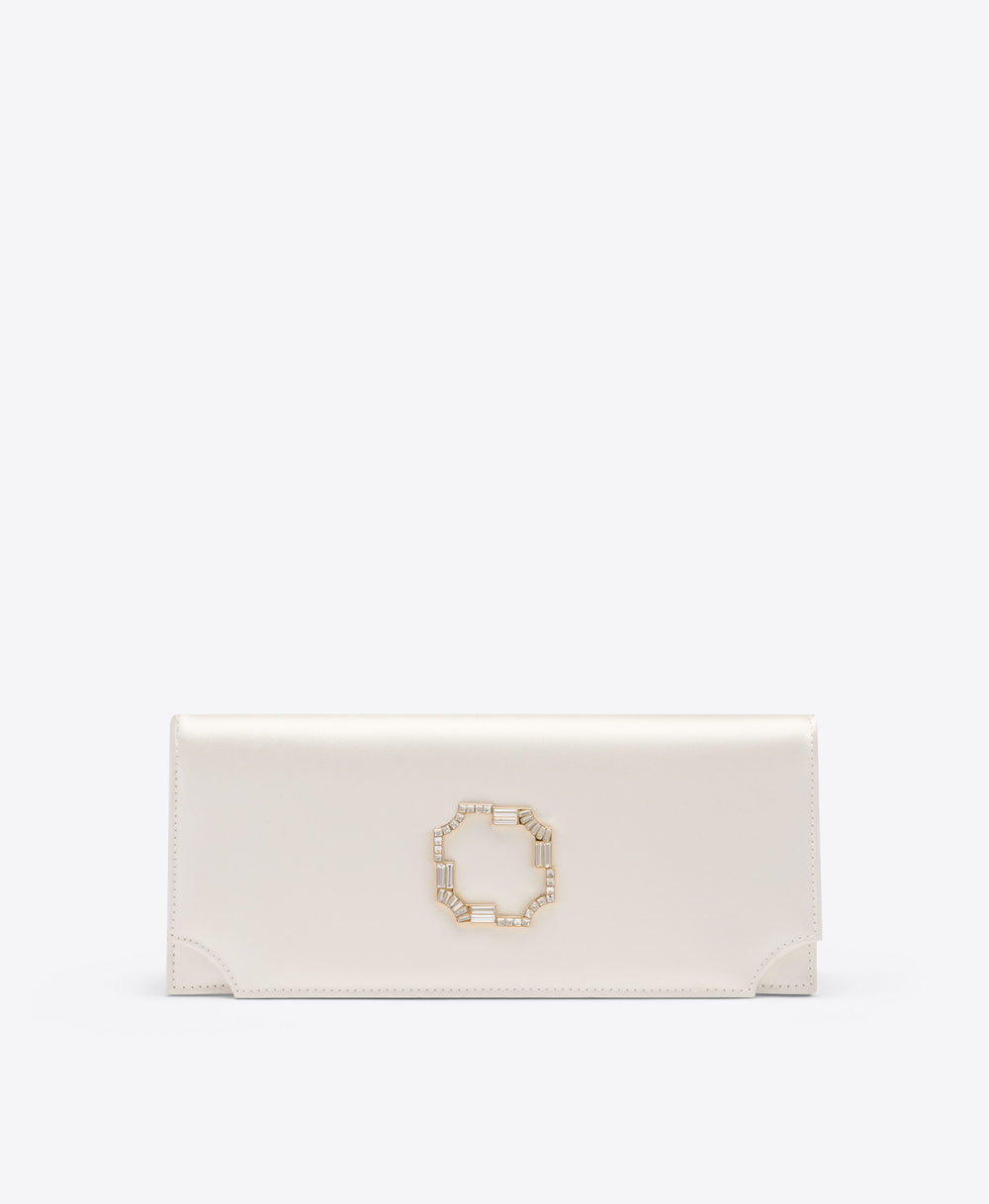 Malone Souliers White Satin Clutch Bag