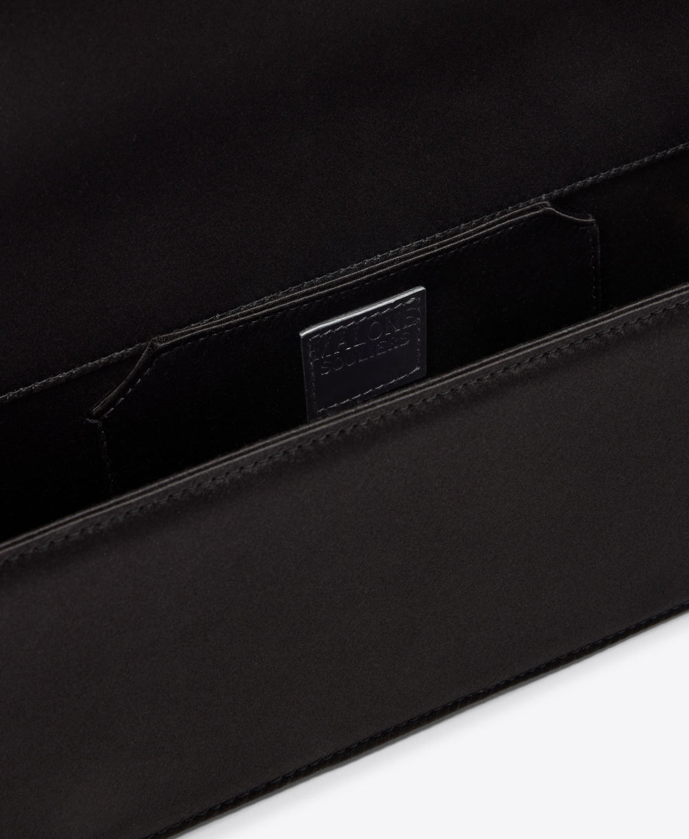 Vivien Black Satin Multicolour Crystal Clutch Bag Malone Souliers