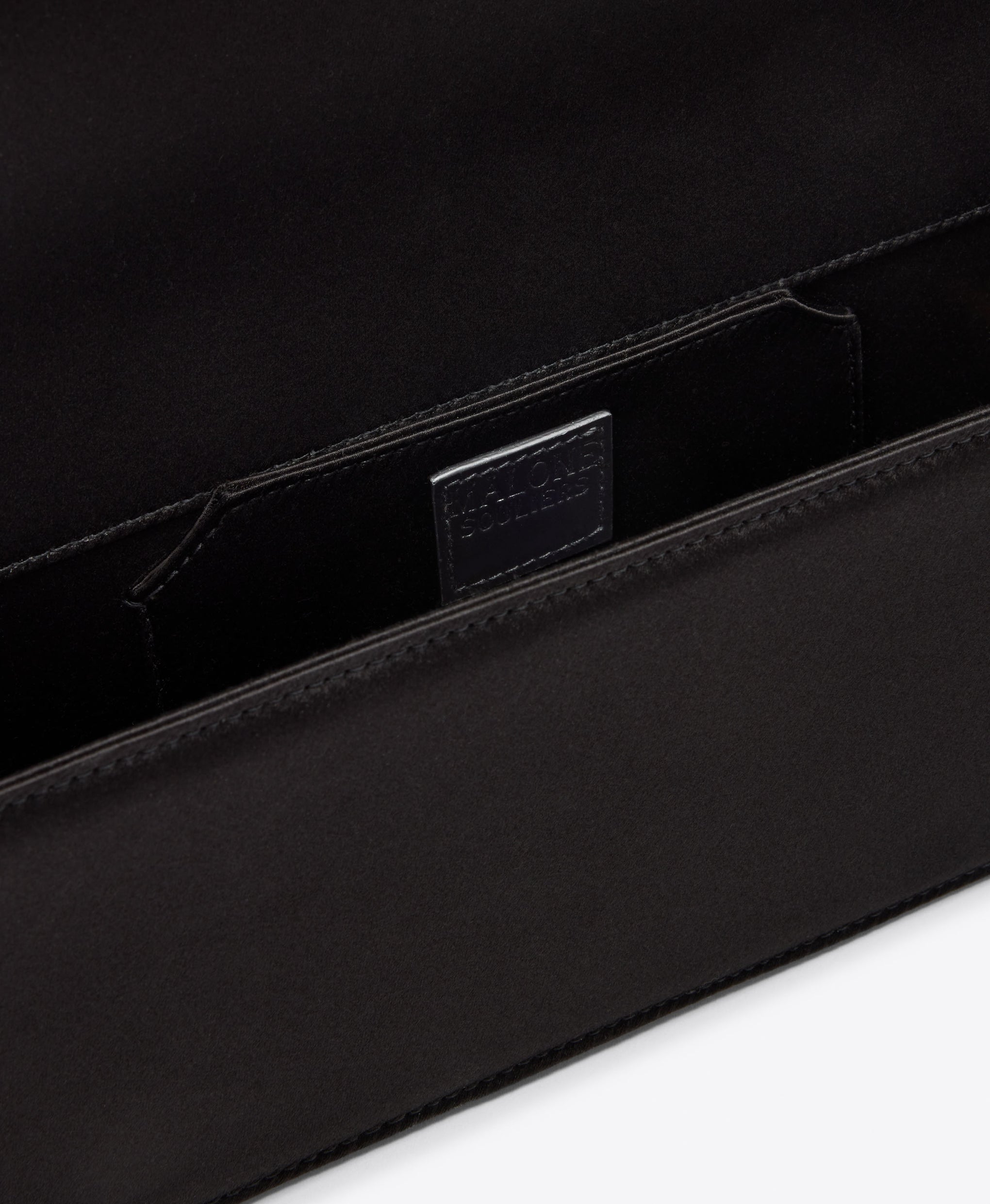 Vivien Black Satin Multicolour Crystal Clutch Bag Malone Souliers