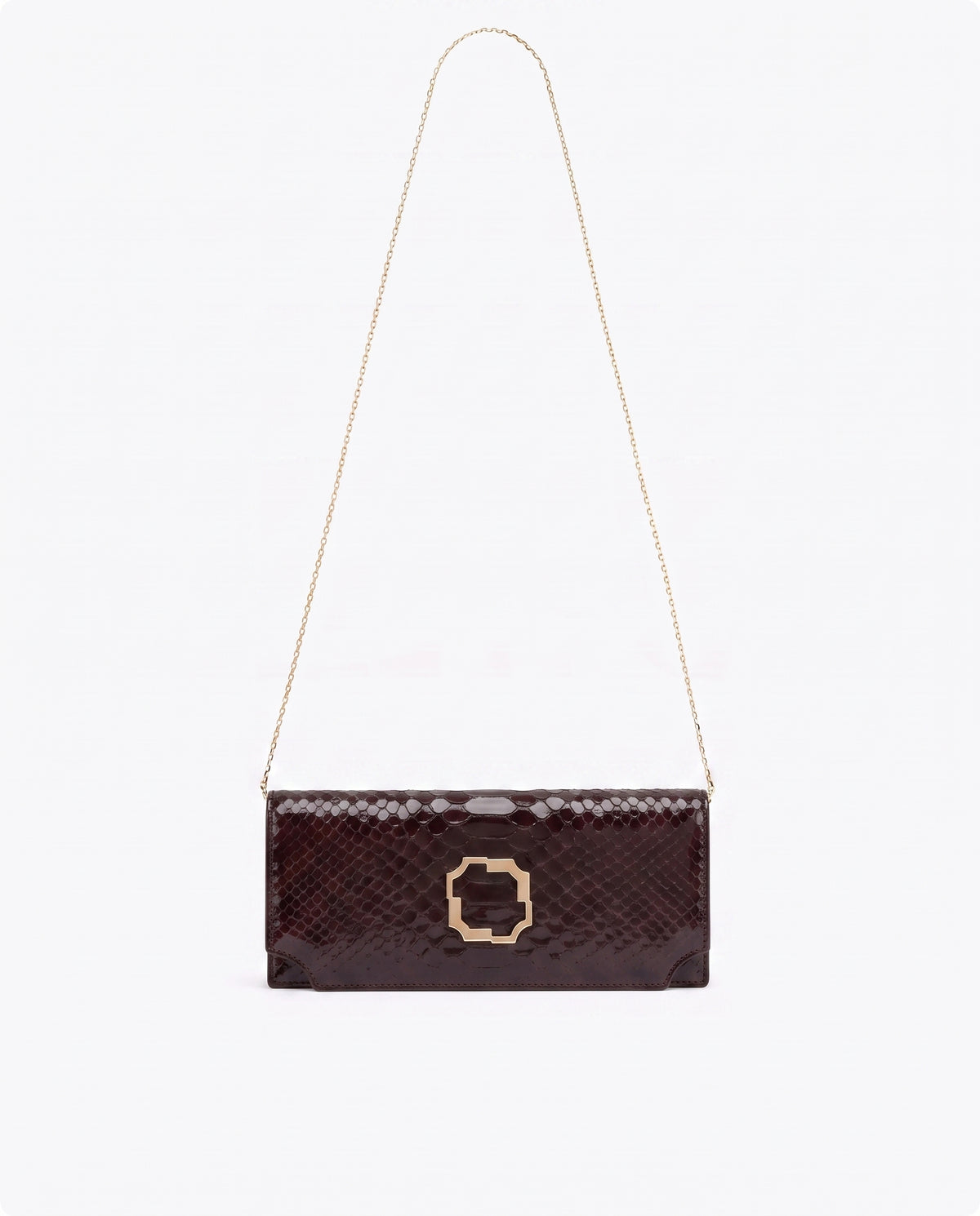 Malone Souliers Vivien Dark Brown Embossed Leather Clutch Bag