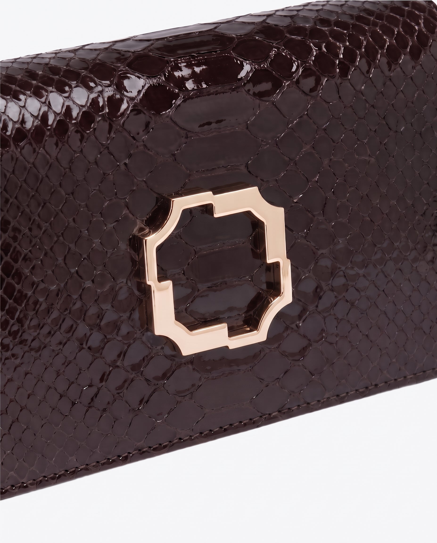 Vivien Dark Brown Embossed Leaher Clutch Bag