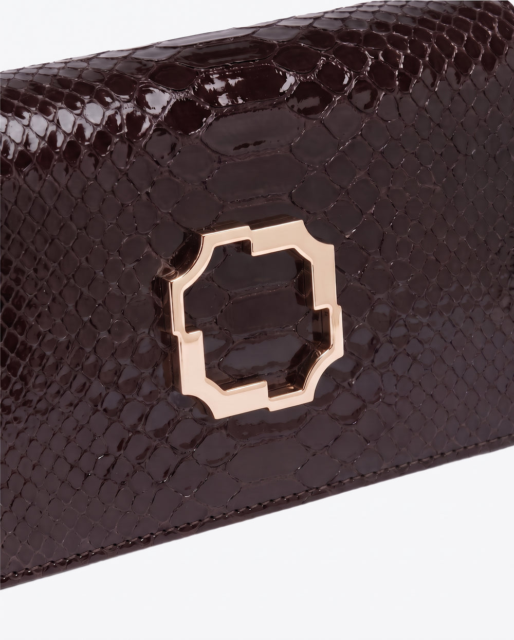 Vivien Dark Brown Embossed Leaher Clutch Bag