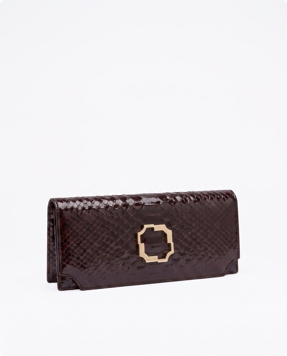 Vivien Dark Brown Embossed Leaher Clutch Bag
