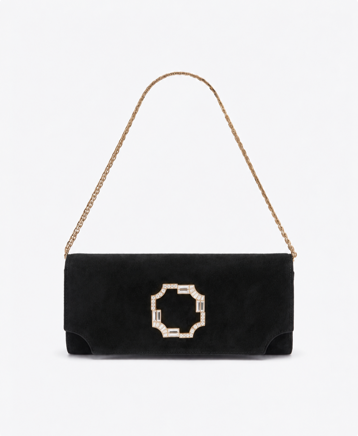Vivien Black Suede Wallet on Chain Malone Souliers