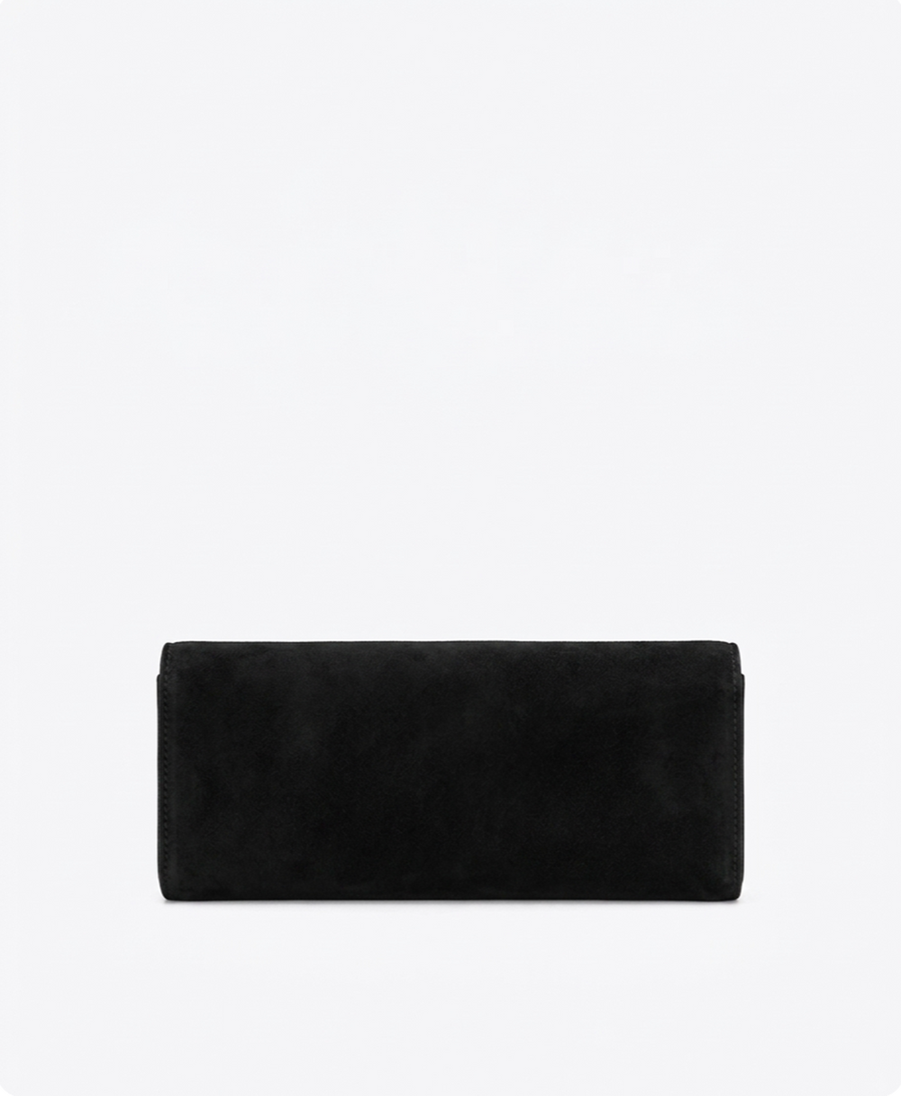 Vivien Black Suede Wallet on Chain Malone Souliers