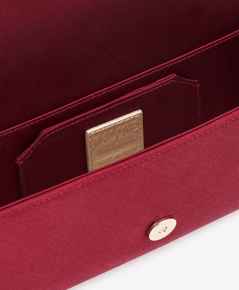 Vivien Burgundy Satin Wallet on Chain Malone Souliers