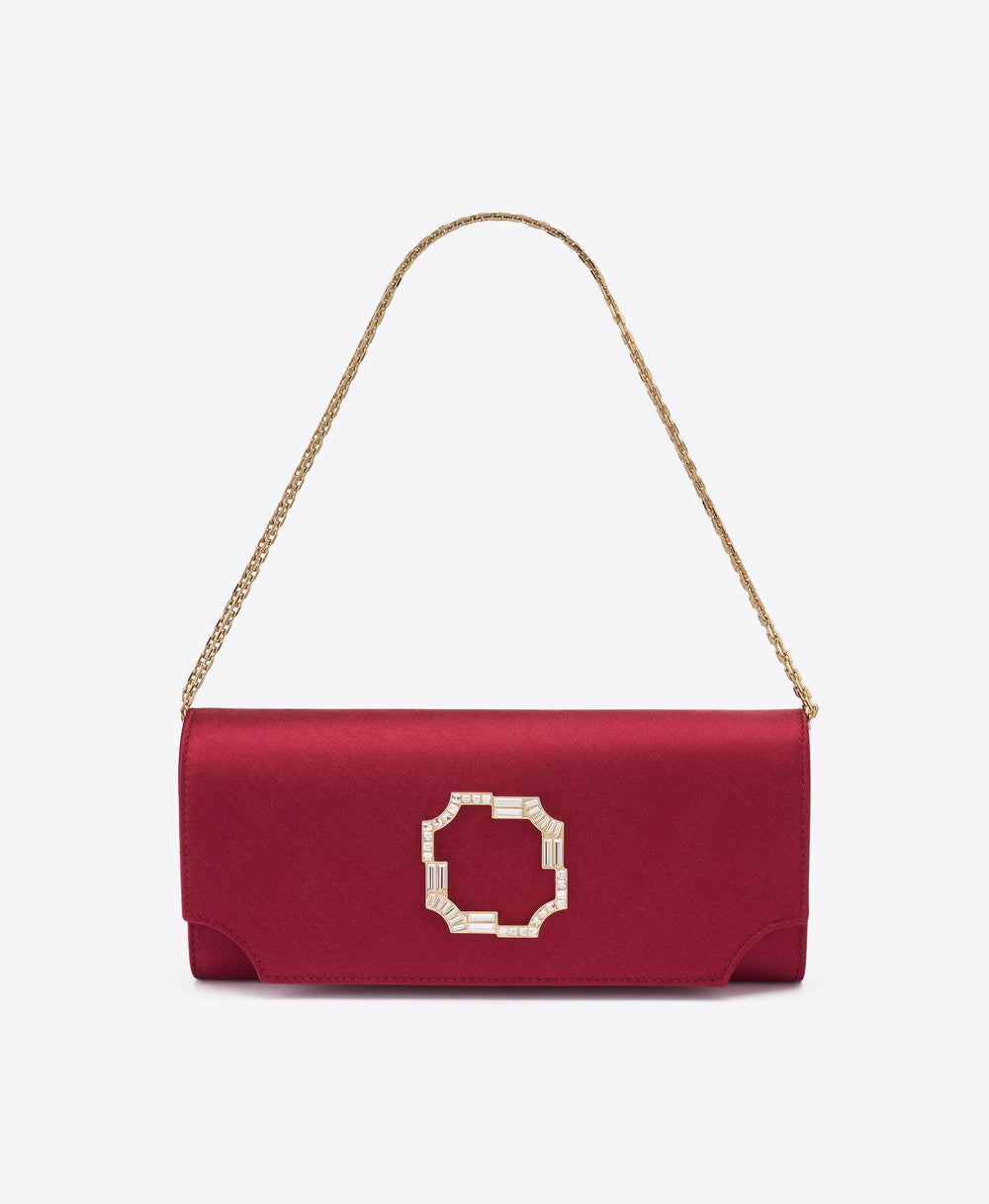 Vivien Burgundy Satin Wallet on Chain Malone Souliers
