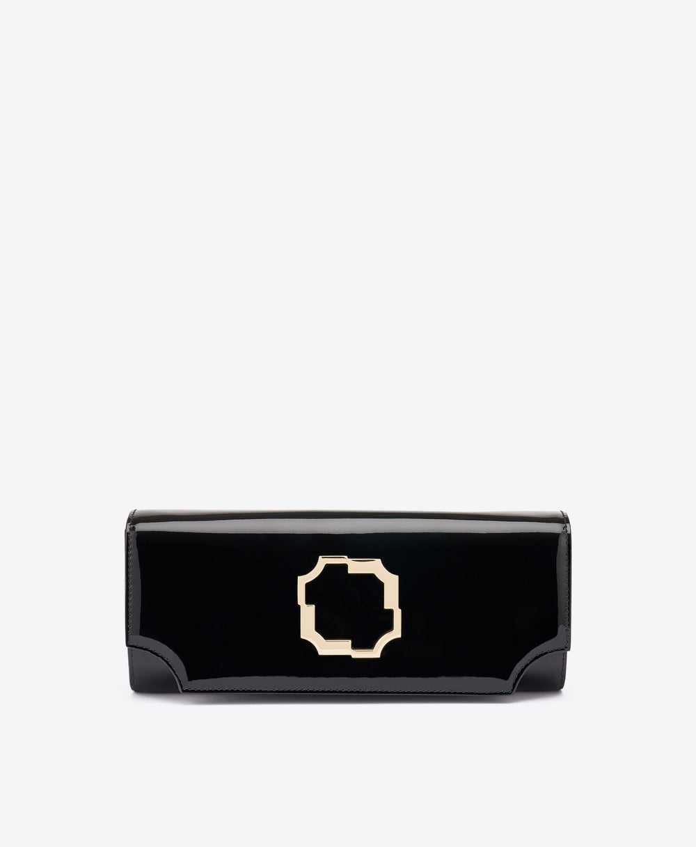 Vivien Black Patent Leather Wallet on Chain Malone Souliers