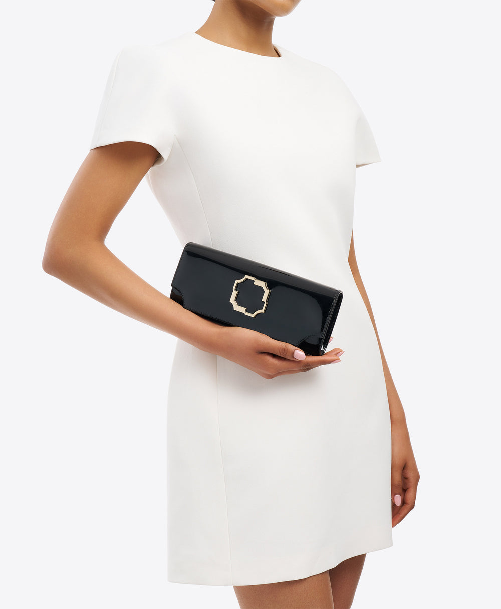 Vivien Black Patent Leather Wallet on Chain Malone Souliers