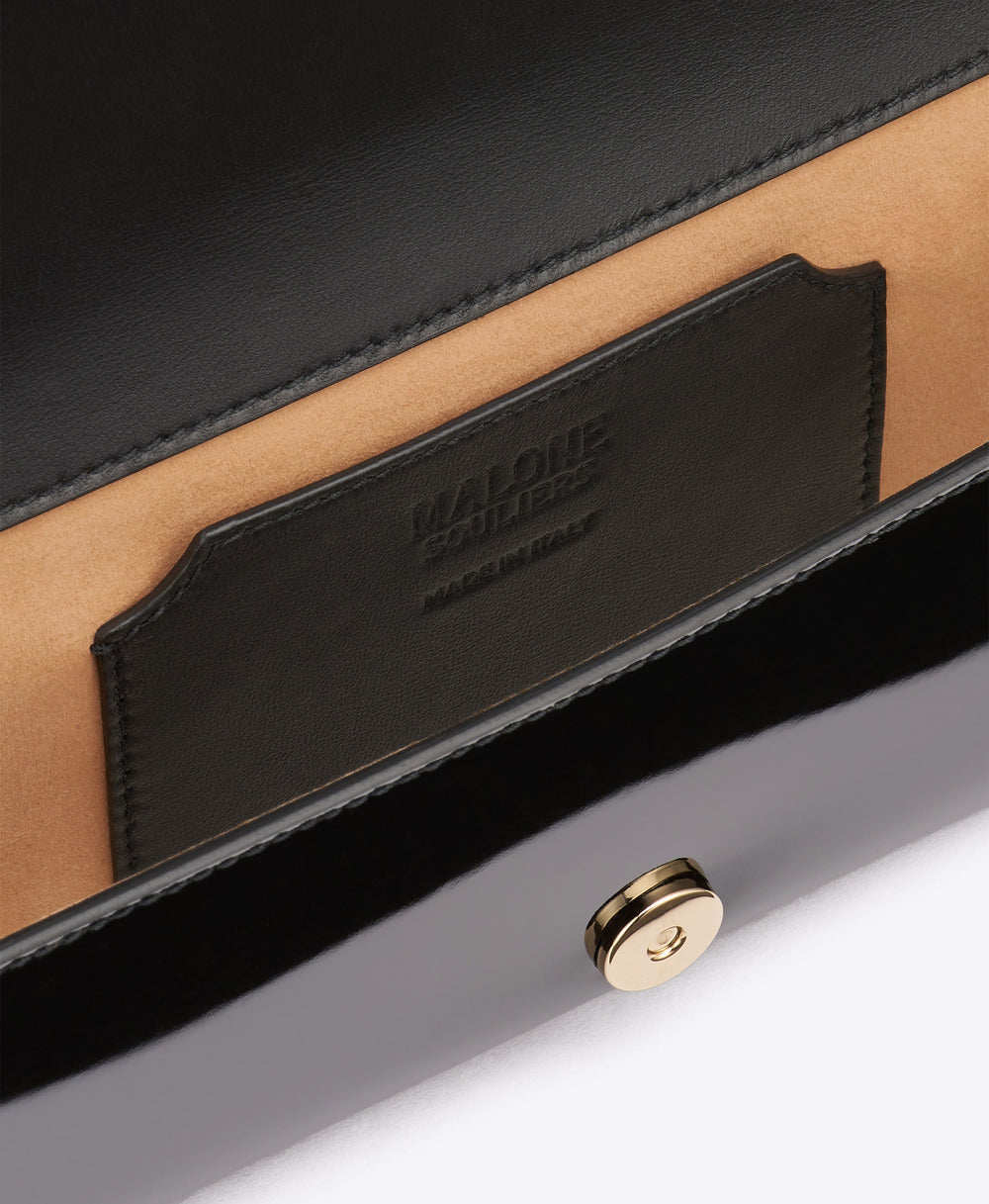 Vivien Black Patent Leather Wallet on Chain Malone Souliers