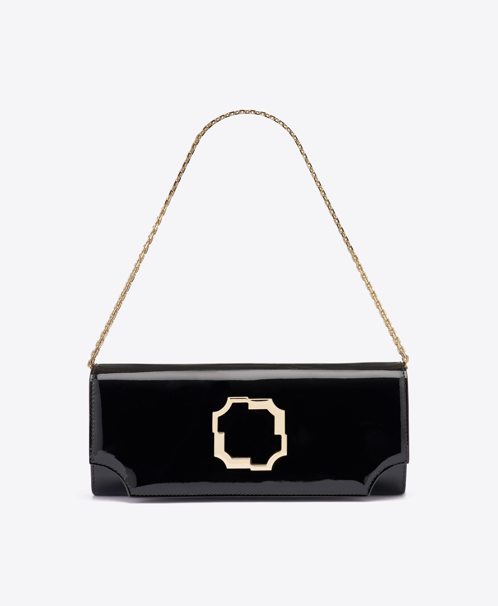 Vivien Black Patent Leather Wallet on Chain Malone Souliers