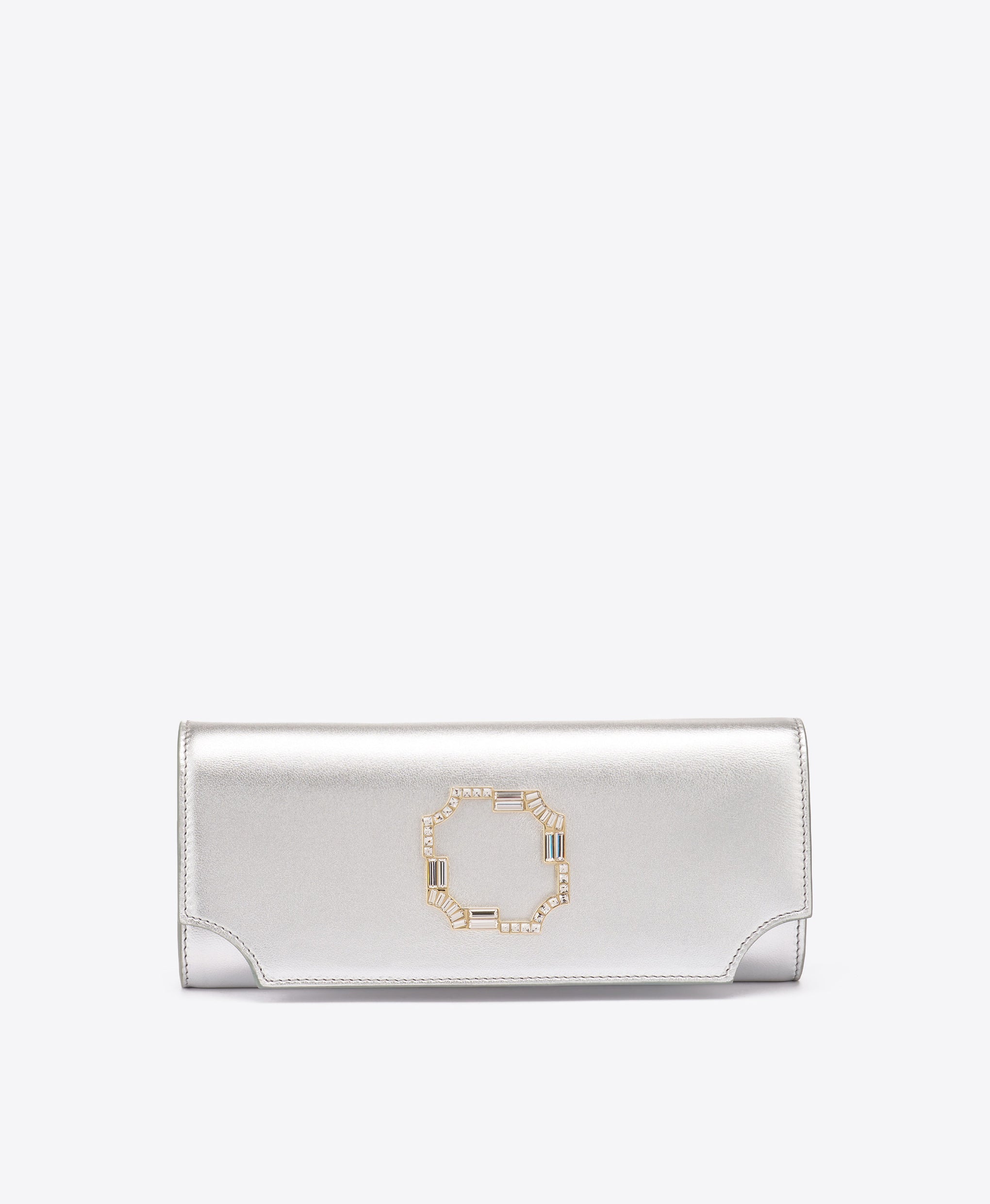 Vivien Silver Leather Wallet on Chain Malone Souliers