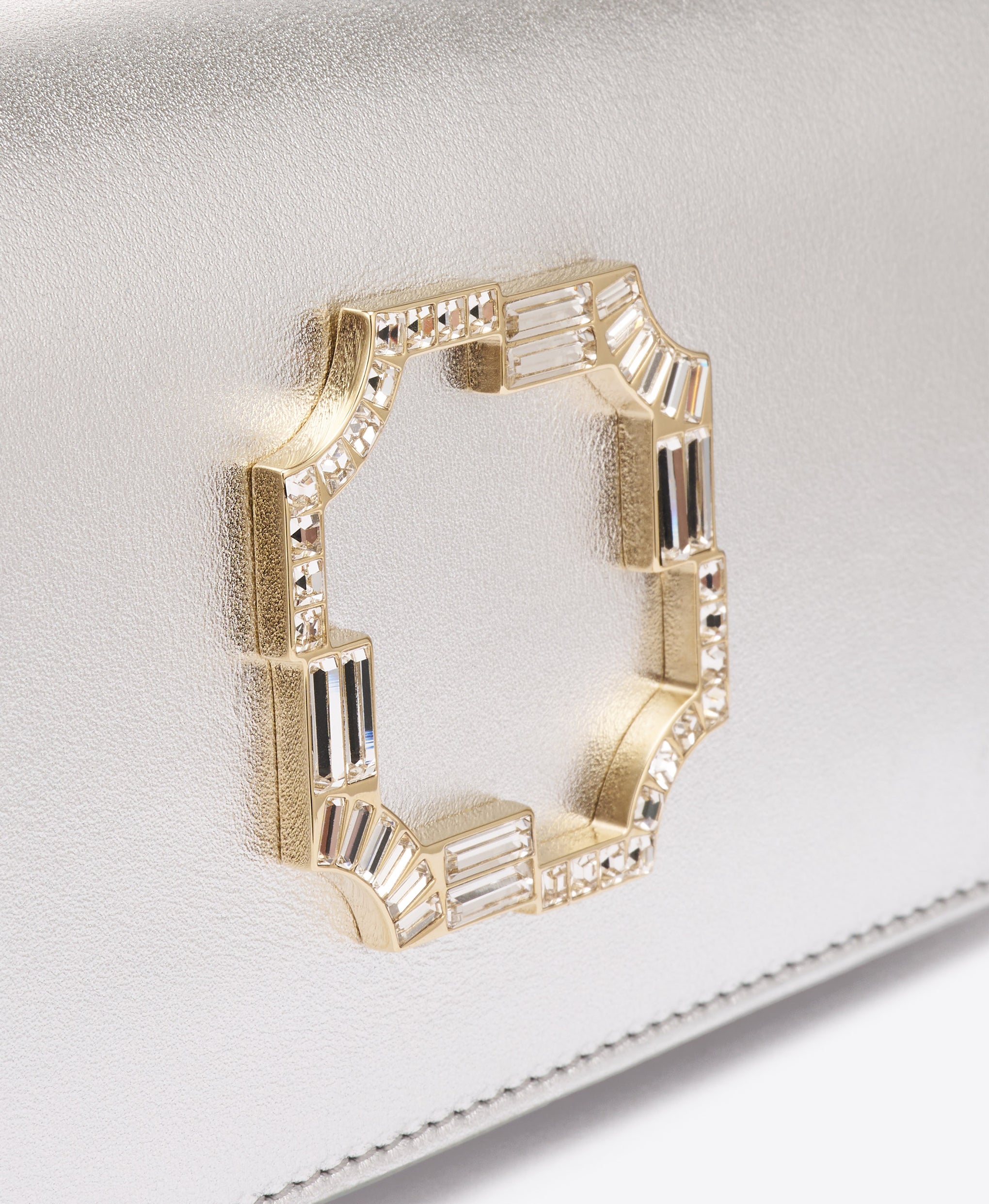 Vivien Silver Leather Wallet on Chain Malone Souliers