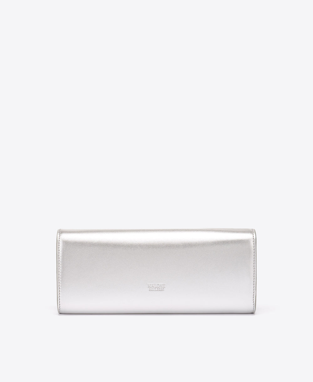 Vivien Silver Leather Wallet on Chain Malone Souliers