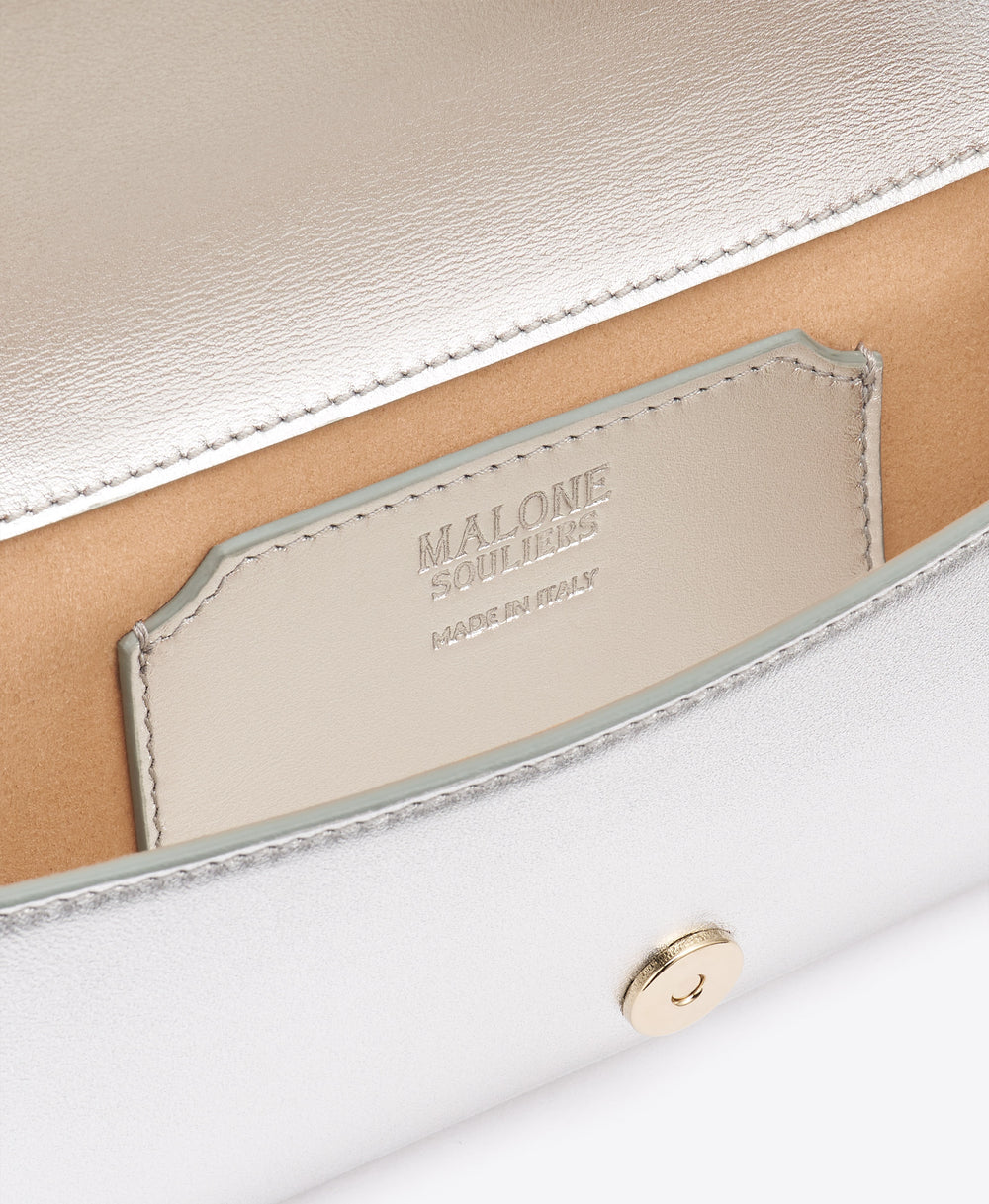 Vivien Silver Leather Wallet on Chain Malone Souliers