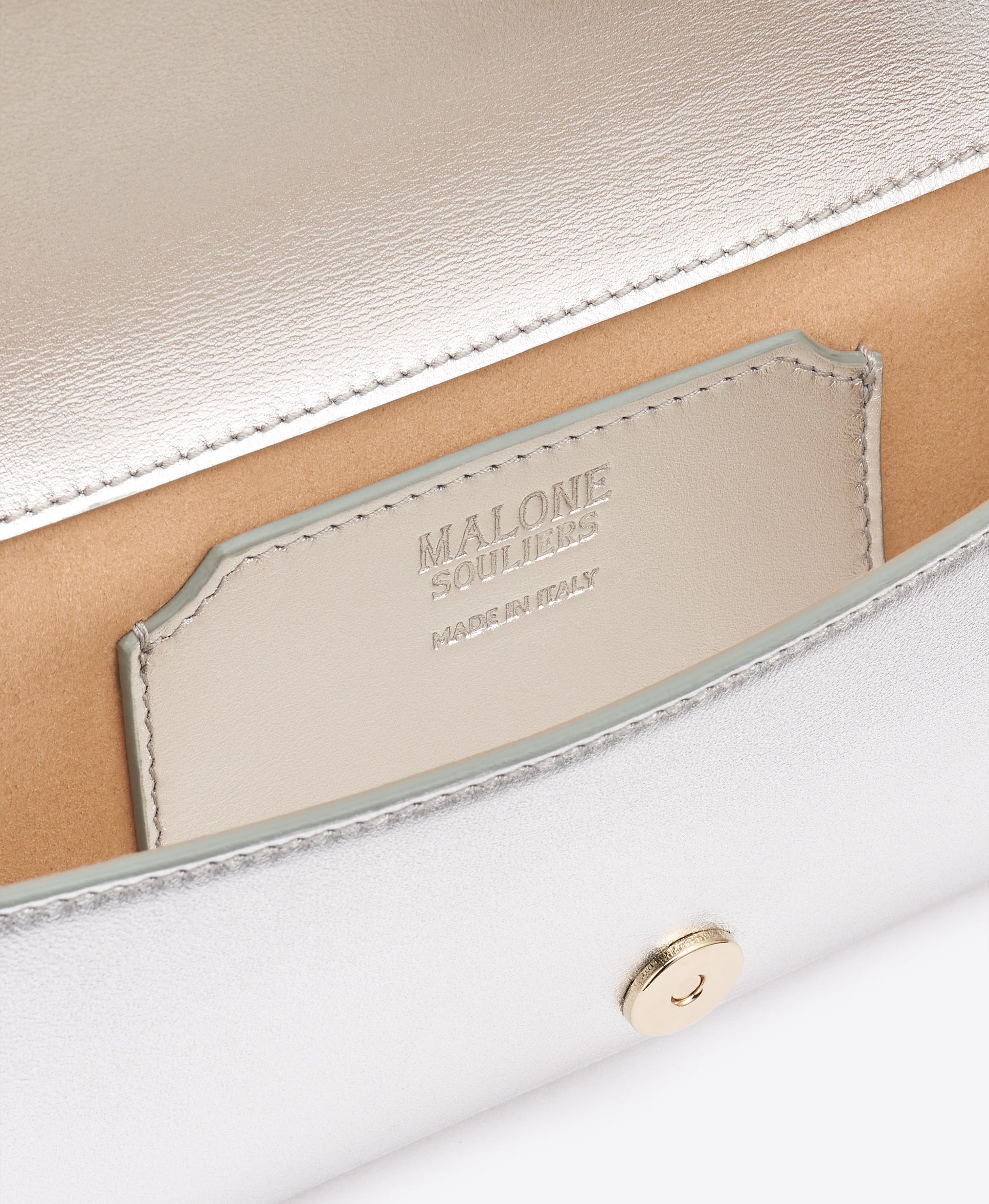 Vivien Silver Leather Wallet on Chain Malone Souliers