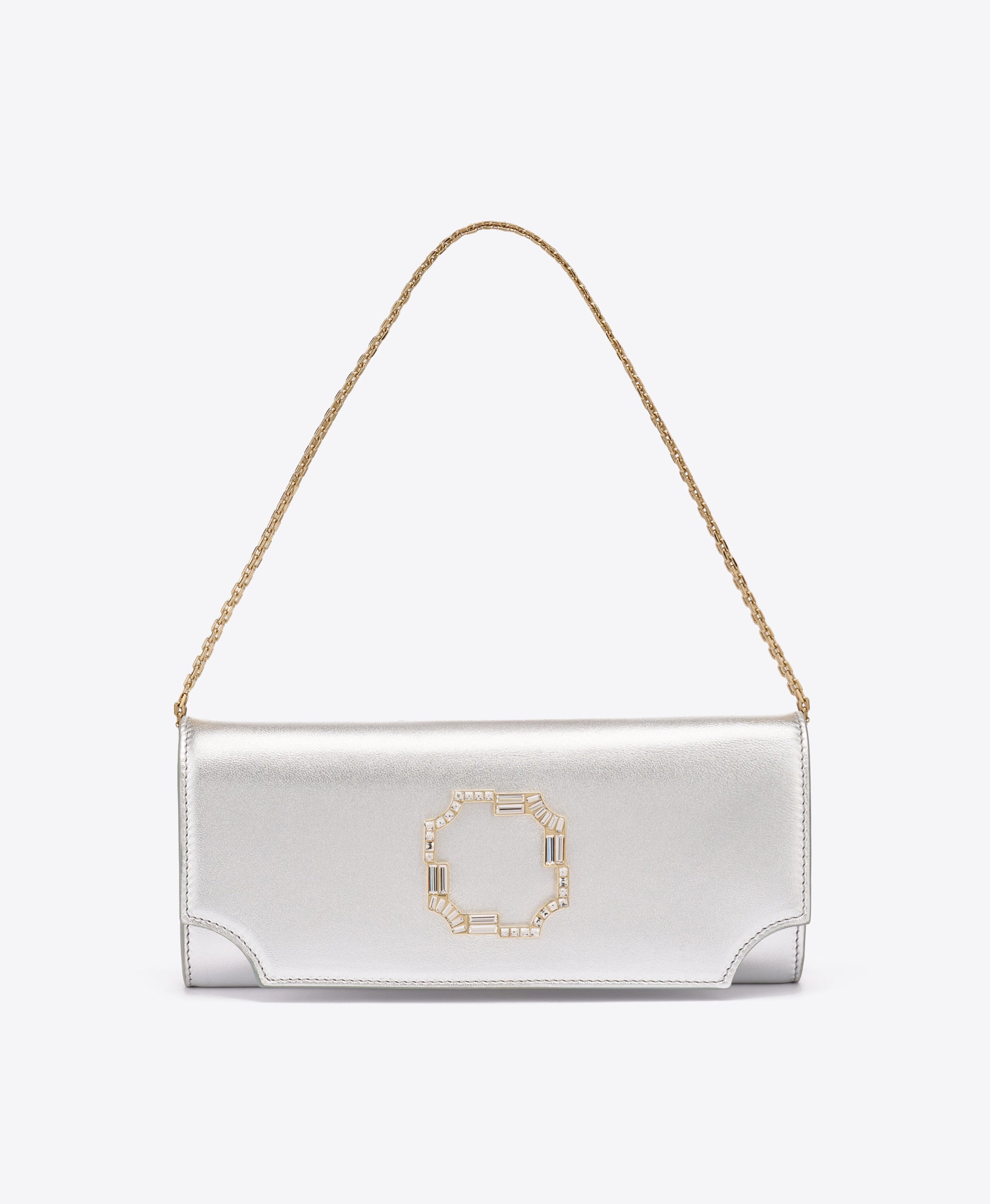 Vivien Silver Leather Wallet on Chain Malone Souliers