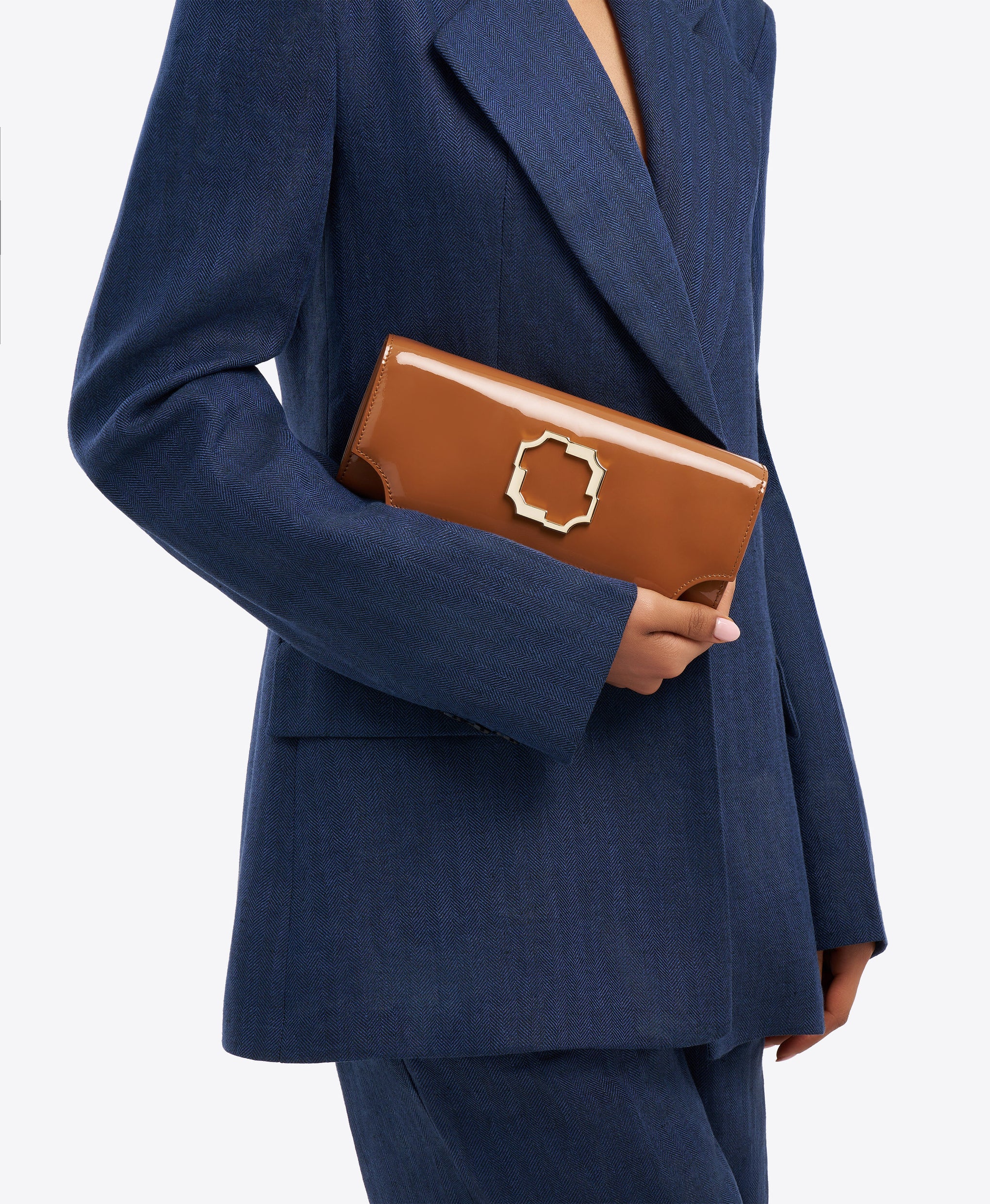 Vivien Brown Patent Leather Wallet on Chain Malone Souliers