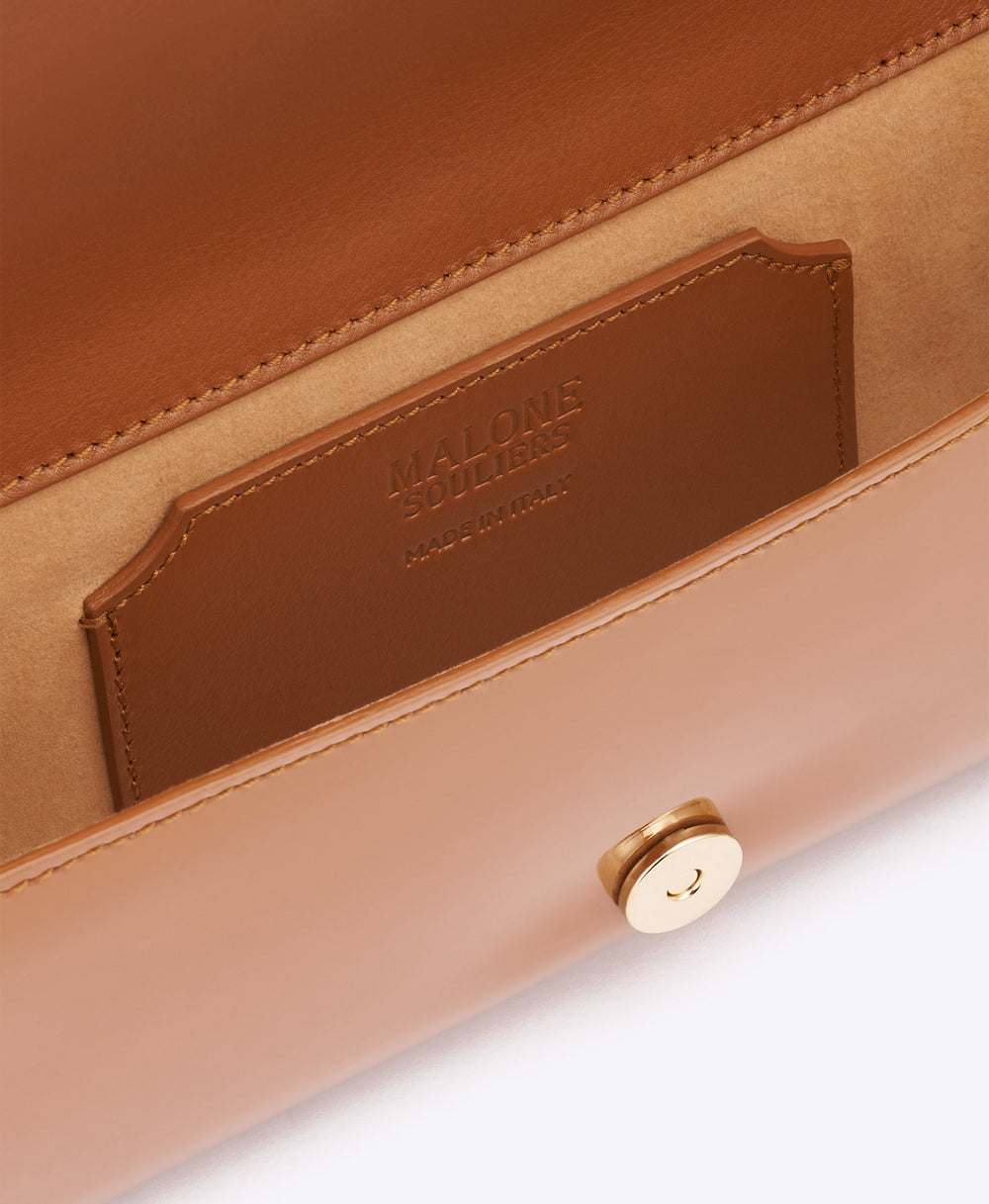 Vivien Brown Patent Leather Wallet on Chain Malone Souliers
