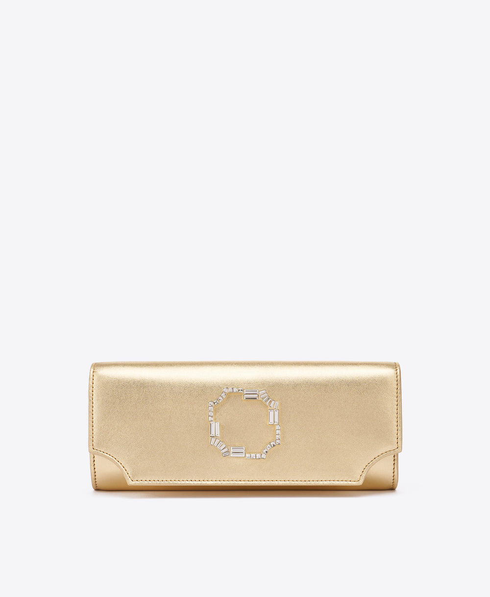 Vivien Gold Leather Wallet on Chain Malone Souliers