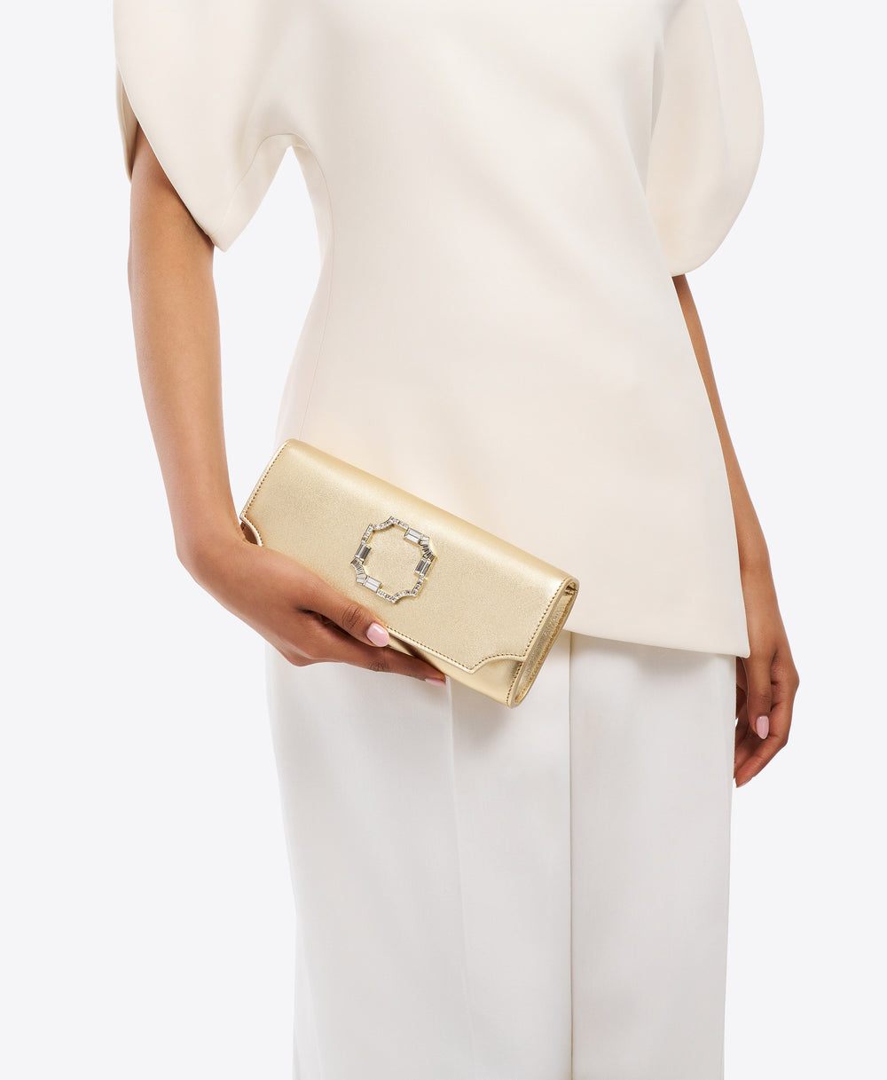 Vivien Gold Leather Wallet on Chain Malone Souliers