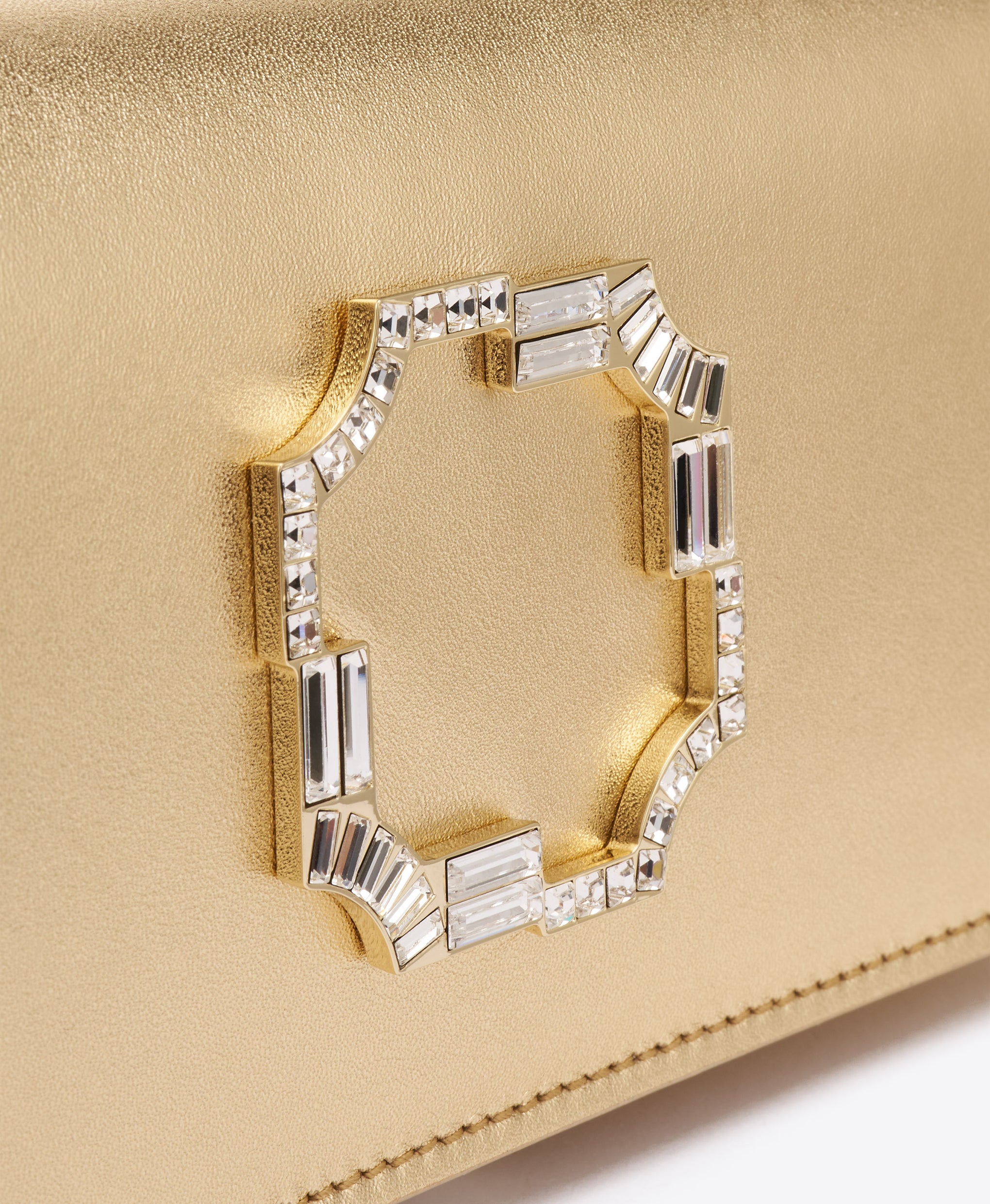 Vivien Gold Leather Wallet on Chain Malone Souliers