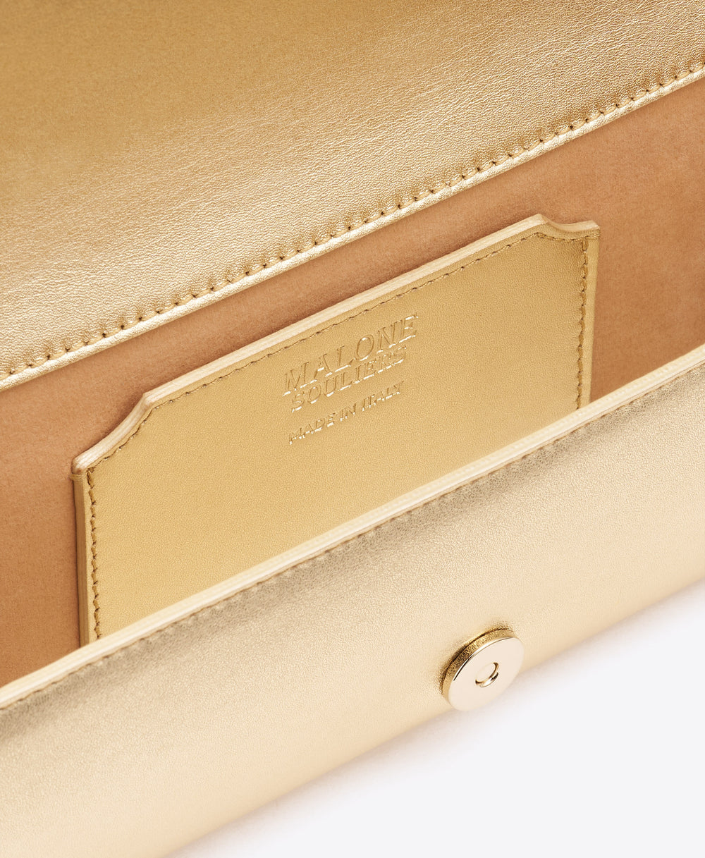 Vivien Gold Leather Wallet on Chain Malone Souliers