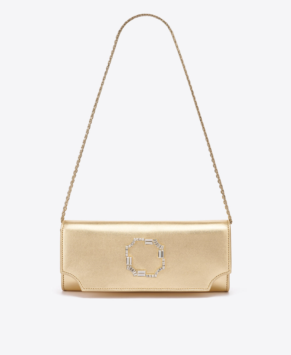Vivien Gold Leather Wallet on Chain Malone Souliers